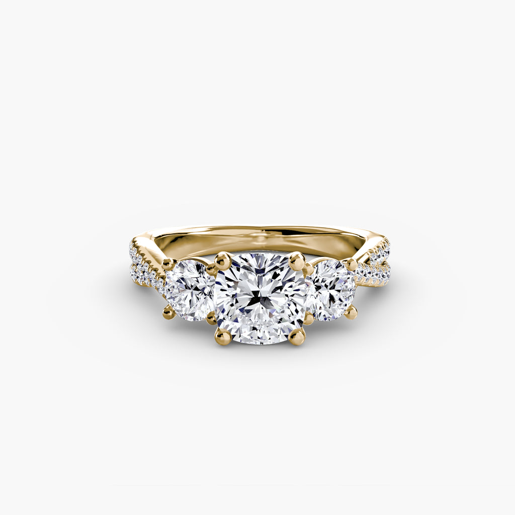 Anello trilogy con pavé sul gambo — montatura, 2,3 mm