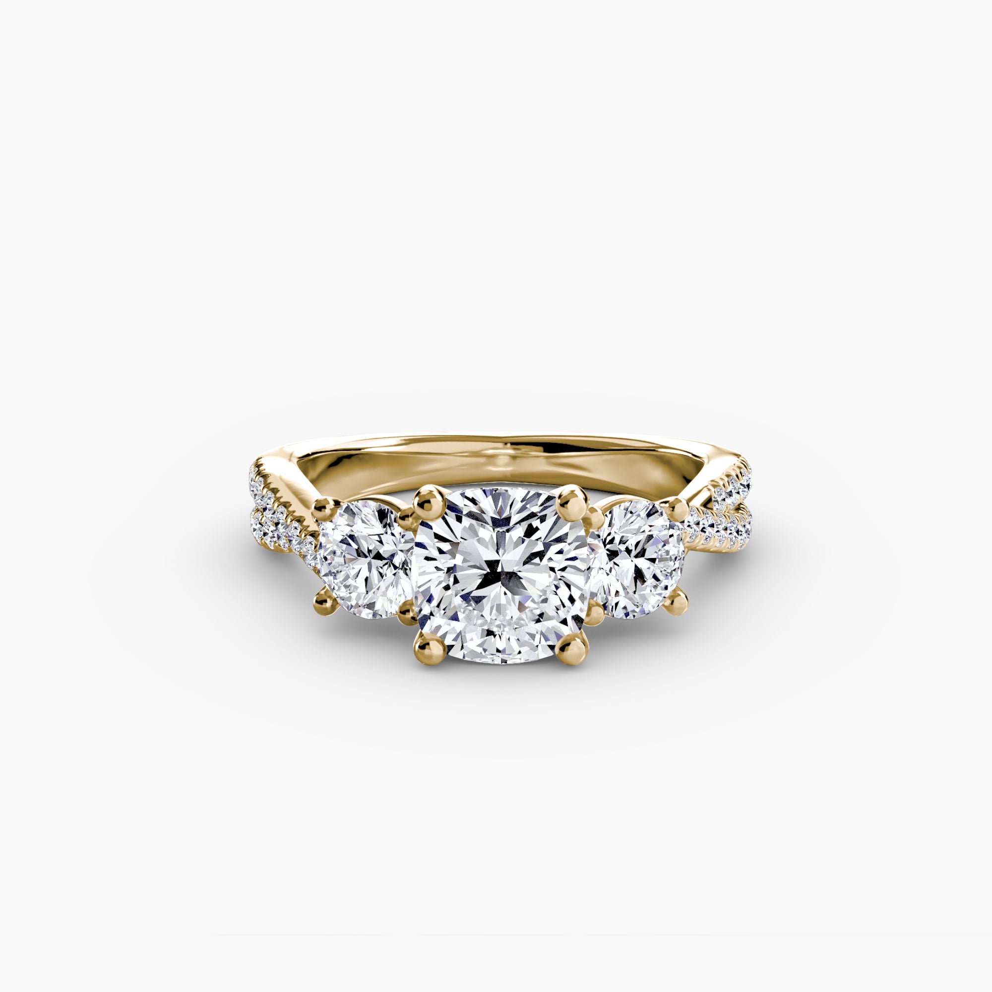 Anello trilogy con pavé sul gambo — montatura, 2,3 mm