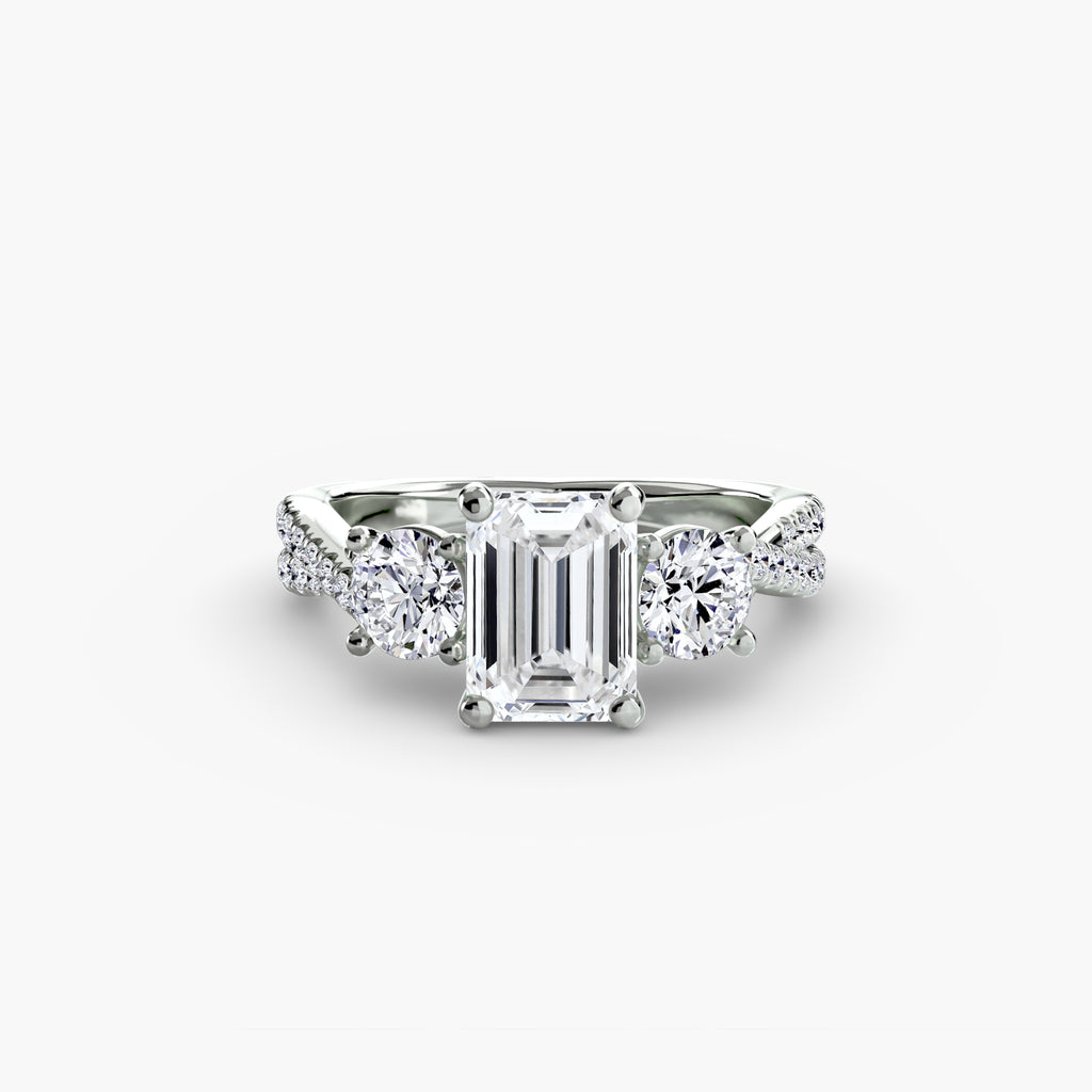 Anello trilogy con pavé sul gambo — montatura, 2,3 mm