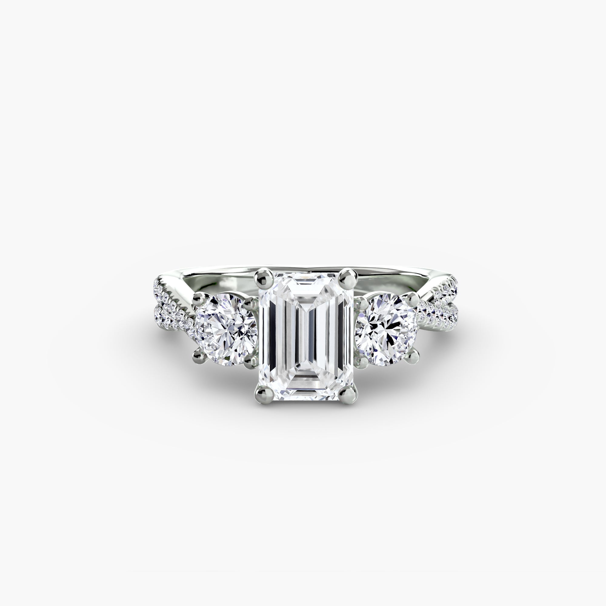 Anello trilogy con pavé sul gambo — montatura, 2,3 mm