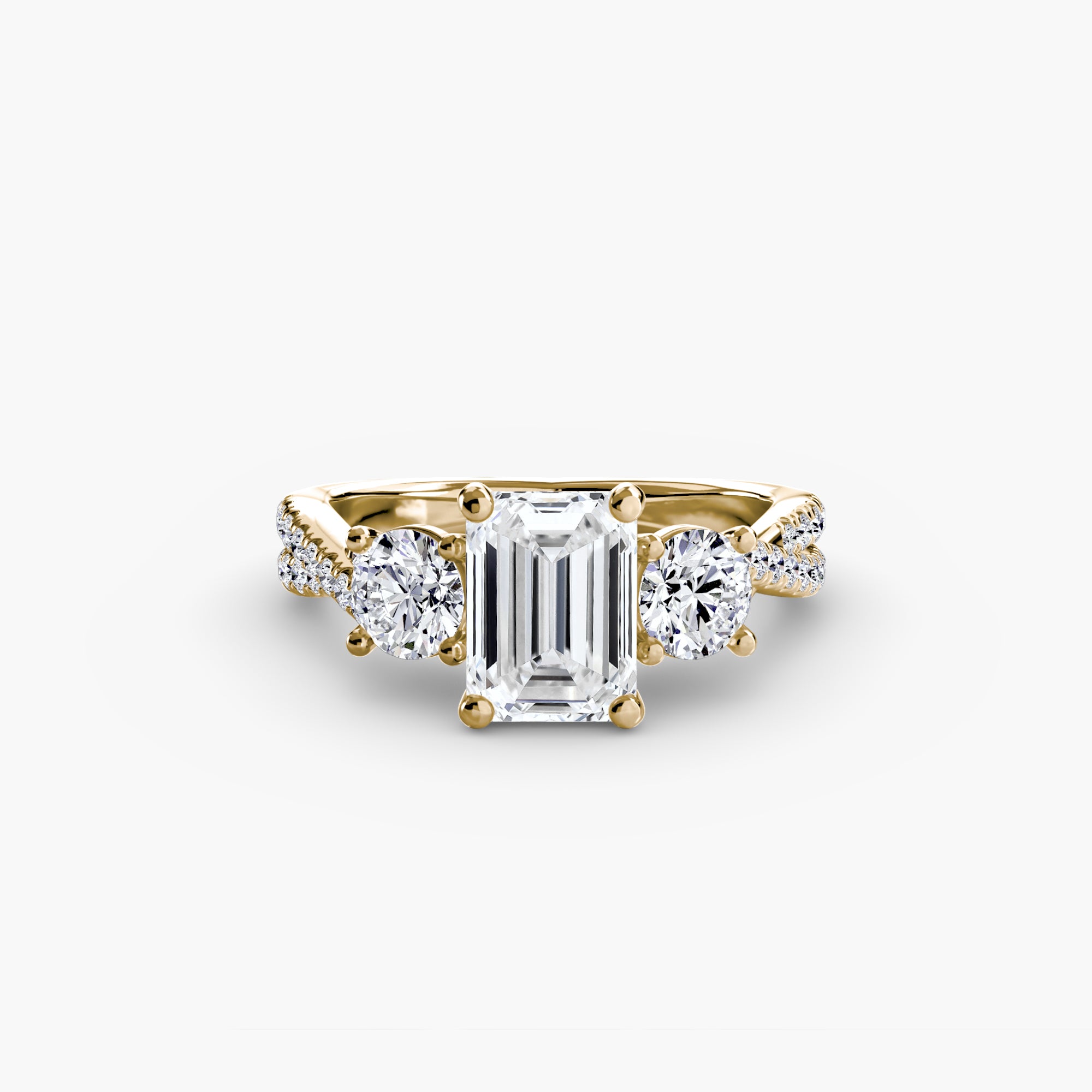 Anello trilogy con pavé sul gambo — montatura, 2,3 mm