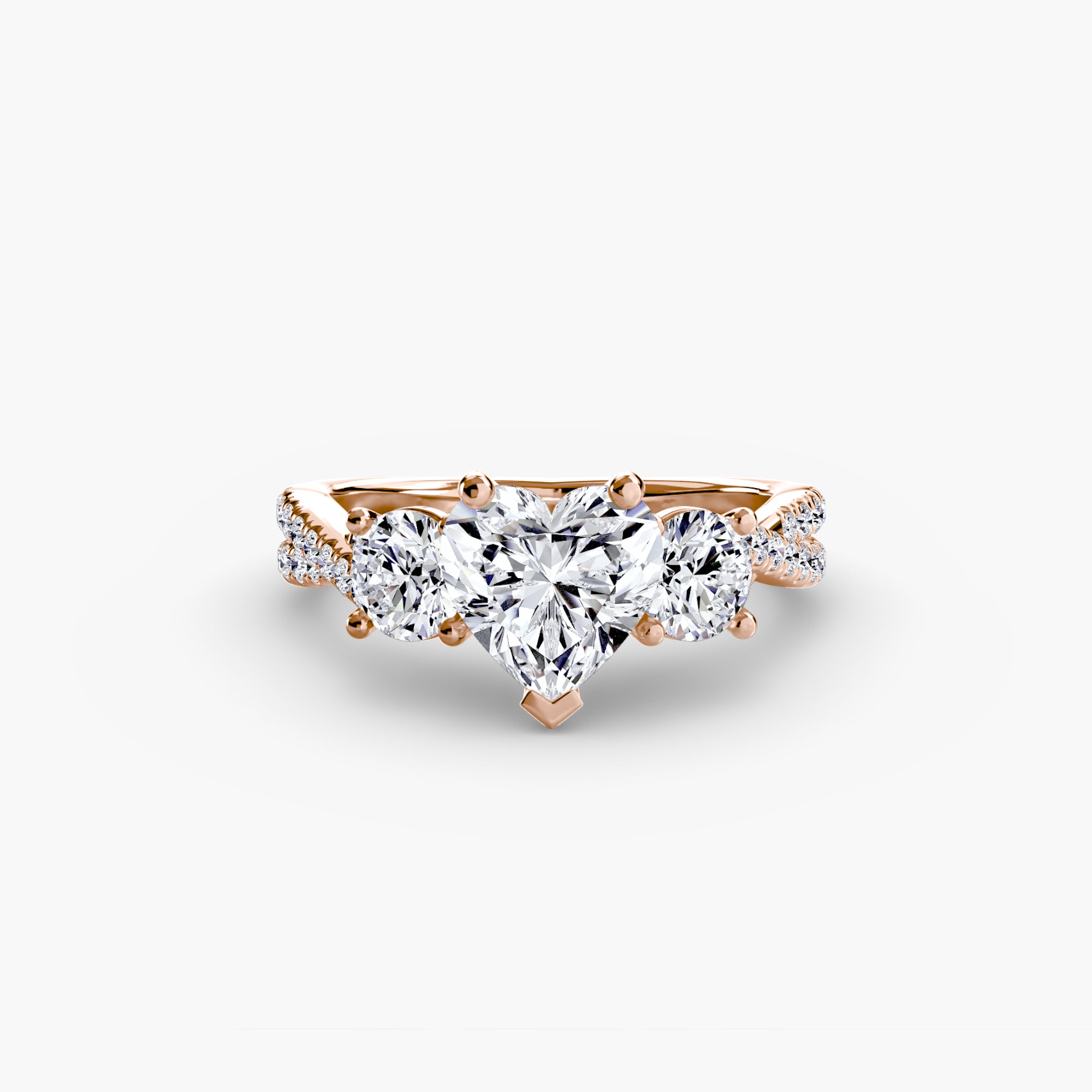 Anello trilogy con pavé sul gambo — montatura, 2,3 mm