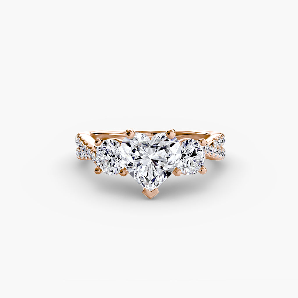 Anello trilogy con pavé sul gambo — montatura, 2,3 mm