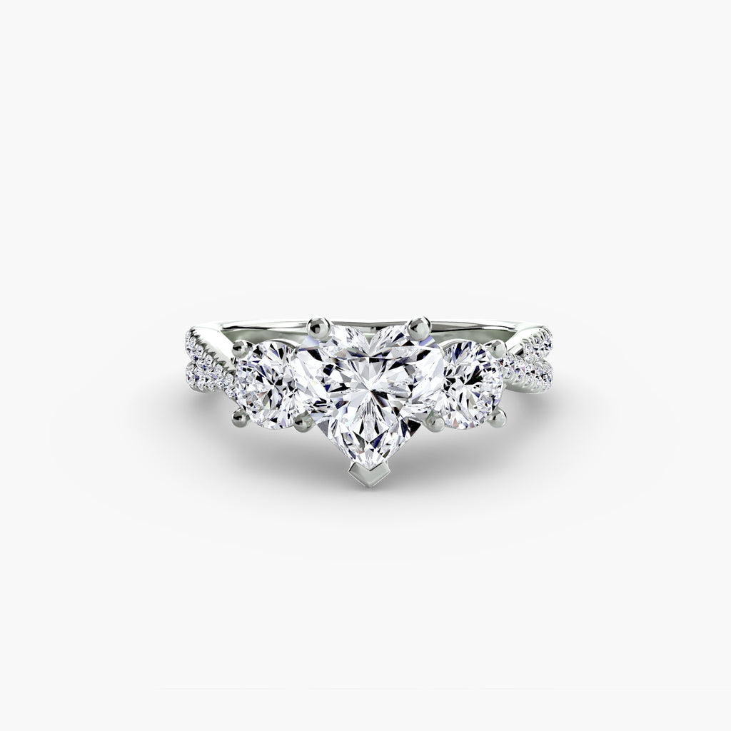 Anello trilogy con pavé sul gambo — montatura, 2,3 mm