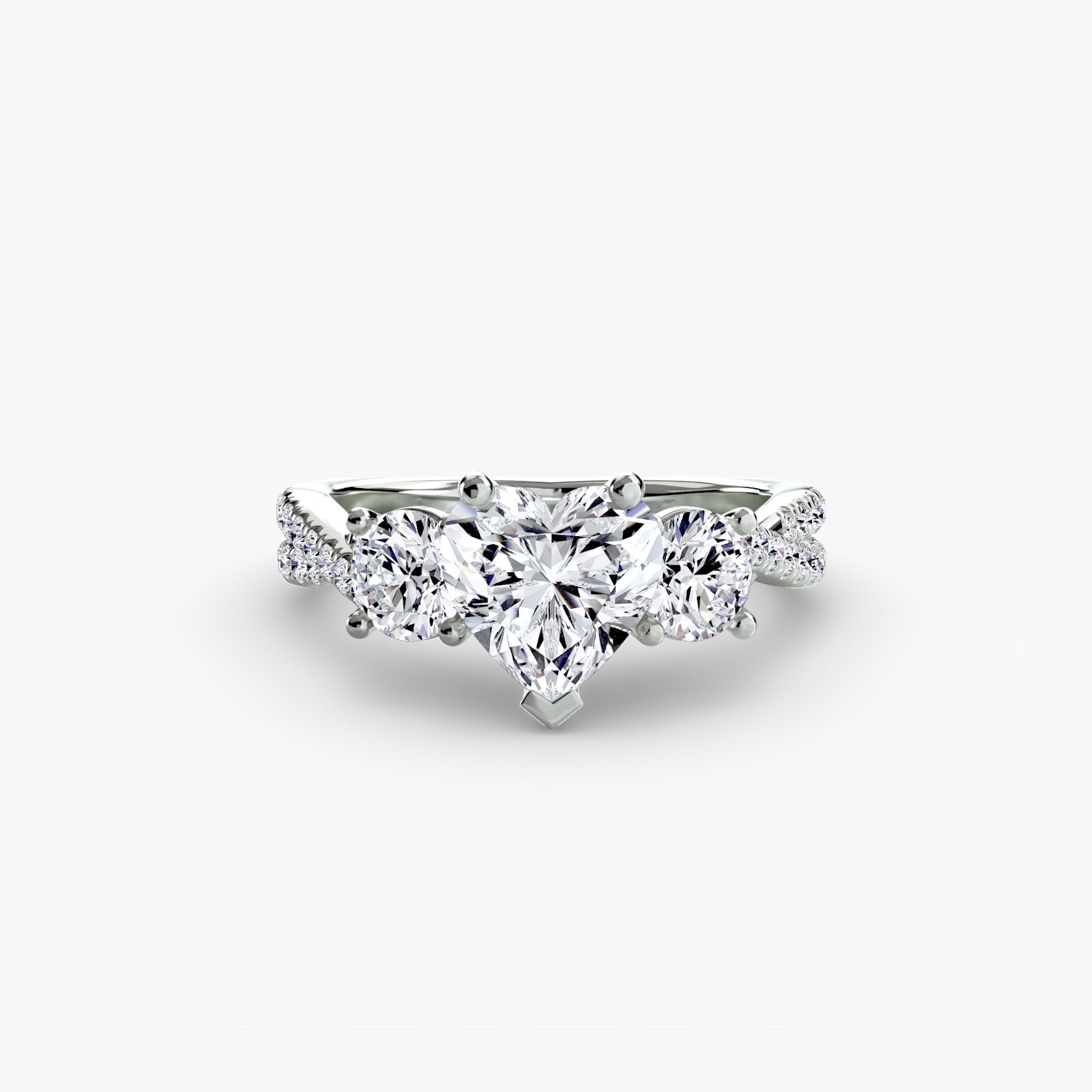 Anello trilogy con pavé sul gambo — montatura, 2,3 mm