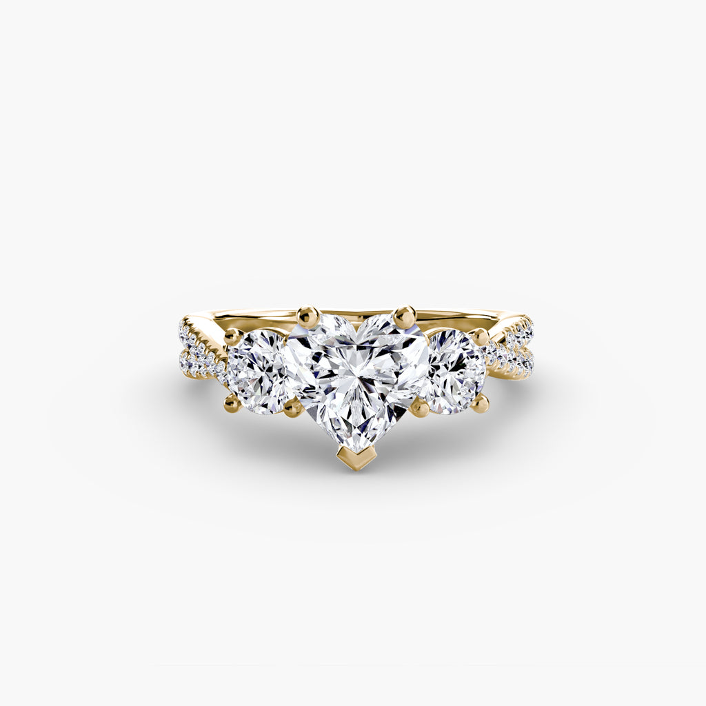 Anello trilogy con pavé sul gambo — montatura, 2,3 mm