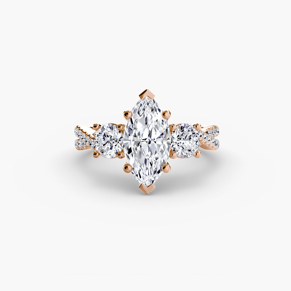 Anello trilogy con pavé sul gambo — montatura, 2,3 mm