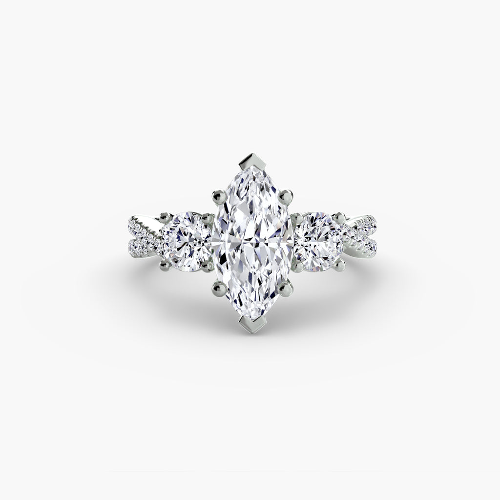 Anello trilogy con pavé sul gambo — montatura, 2,3 mm