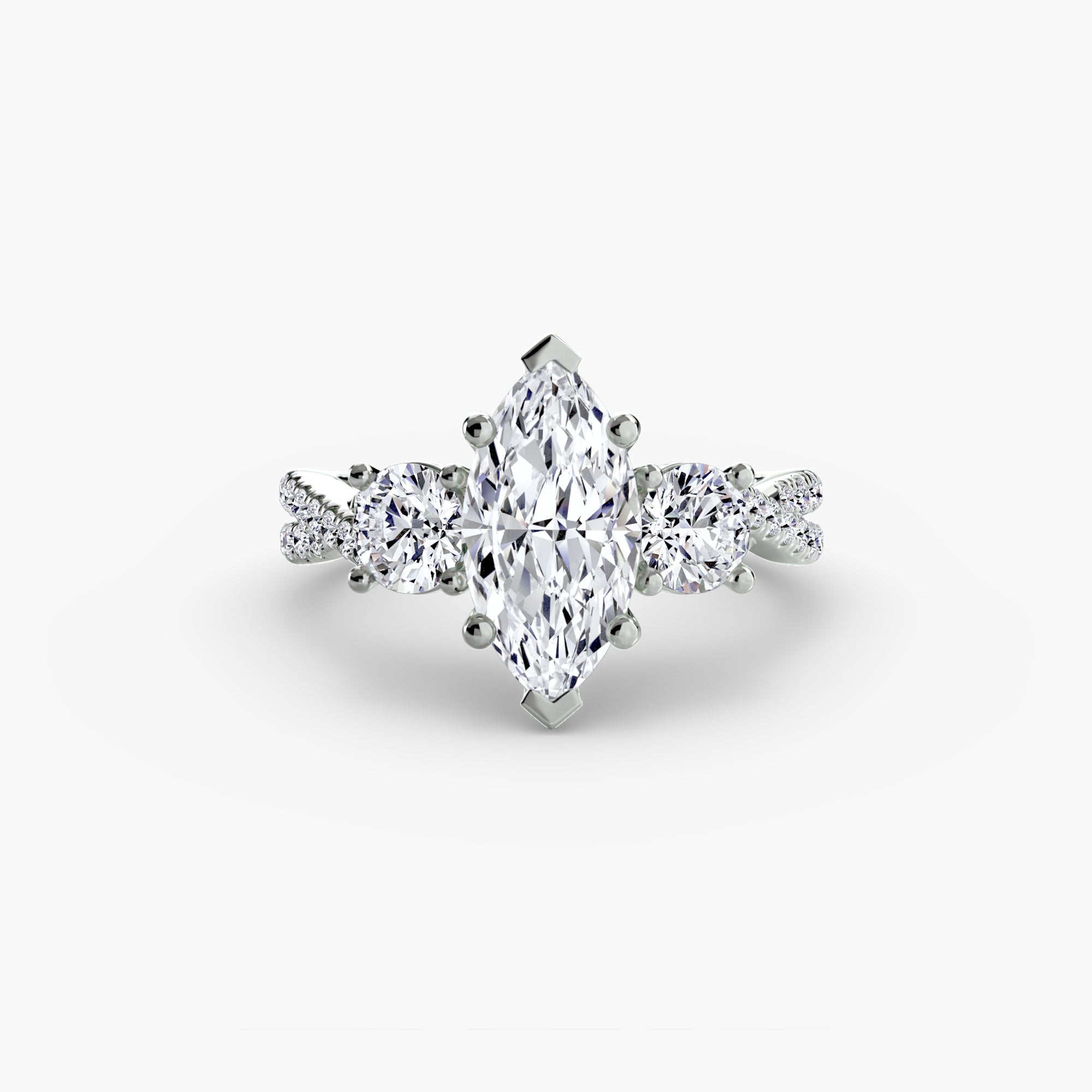 Anello trilogy con pavé sul gambo — montatura, 2,3 mm