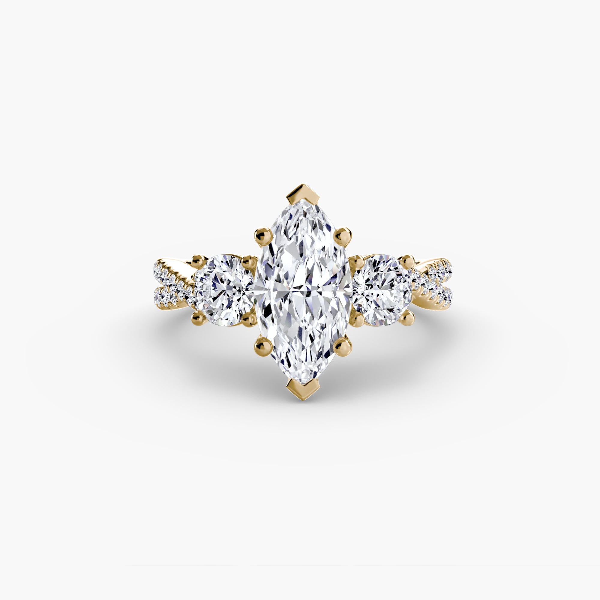 Anello trilogy con pavé sul gambo — montatura, 2,3 mm