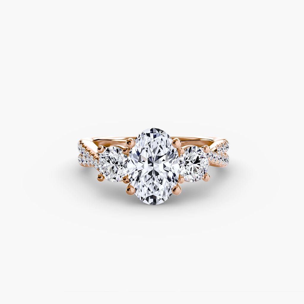 Anello trilogy con pavé sul gambo — montatura, 2,3 mm