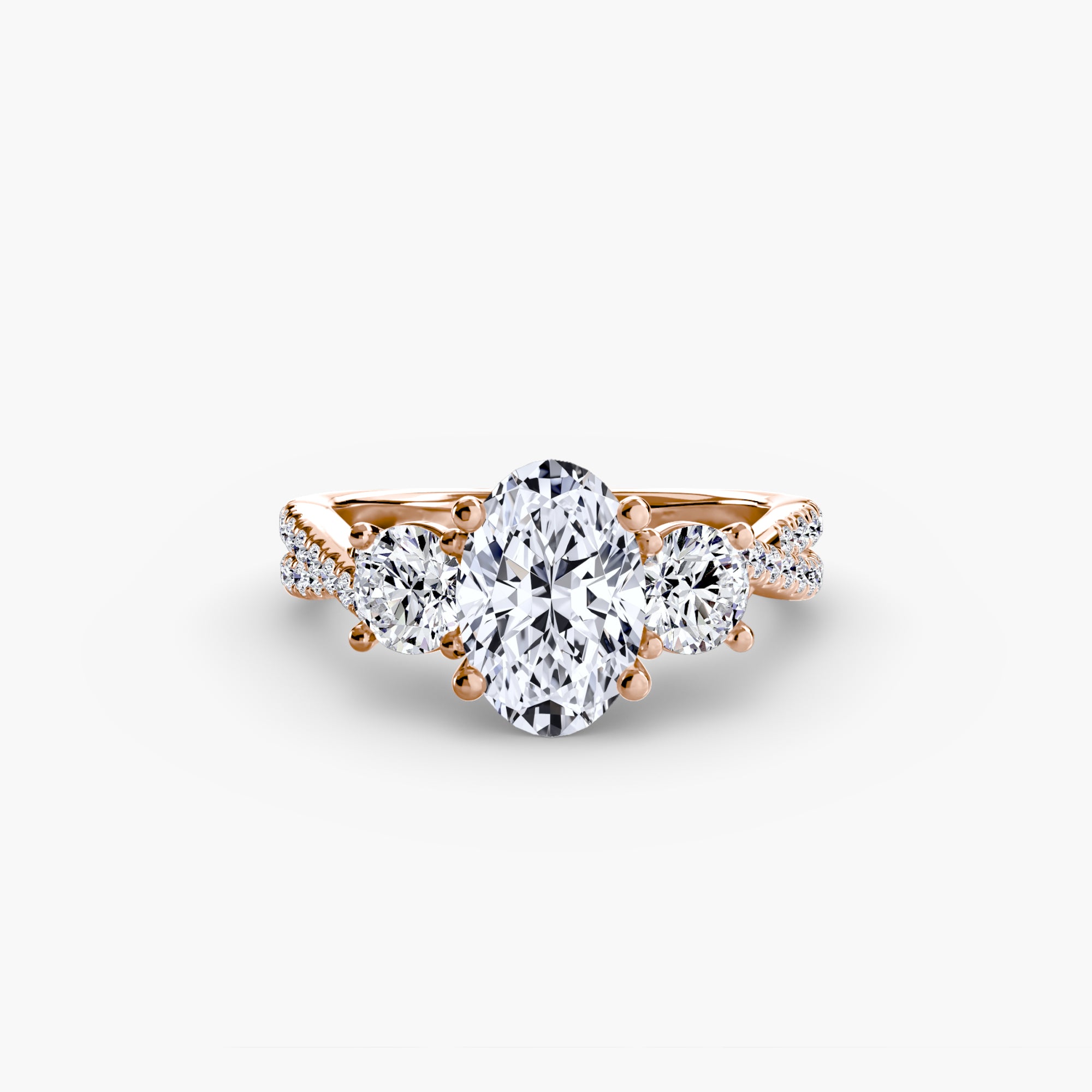 Anello trilogy con pavé sul gambo — montatura, 2,3 mm