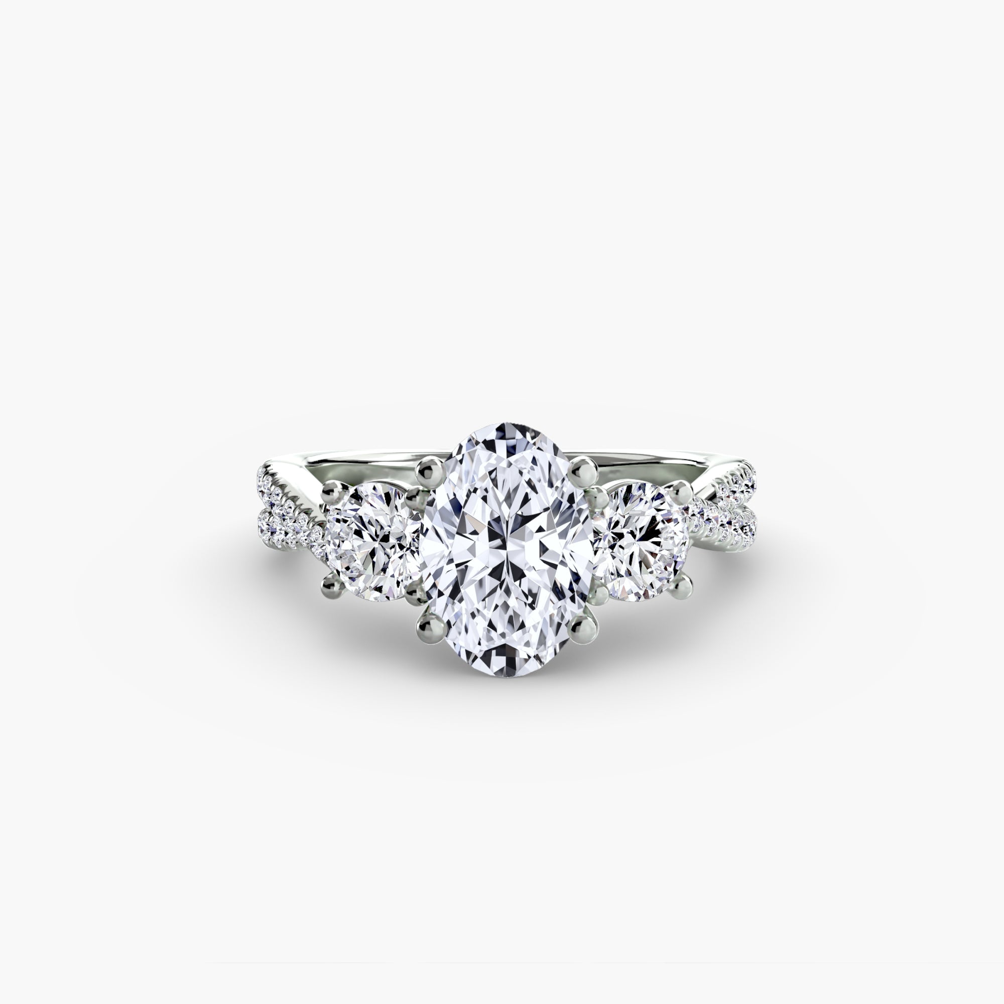 Anello trilogy con pavé sul gambo — montatura, 2,3 mm
