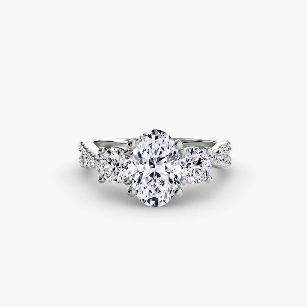 Anello trilogy con pavé sul gambo — montatura, 2,3 mm