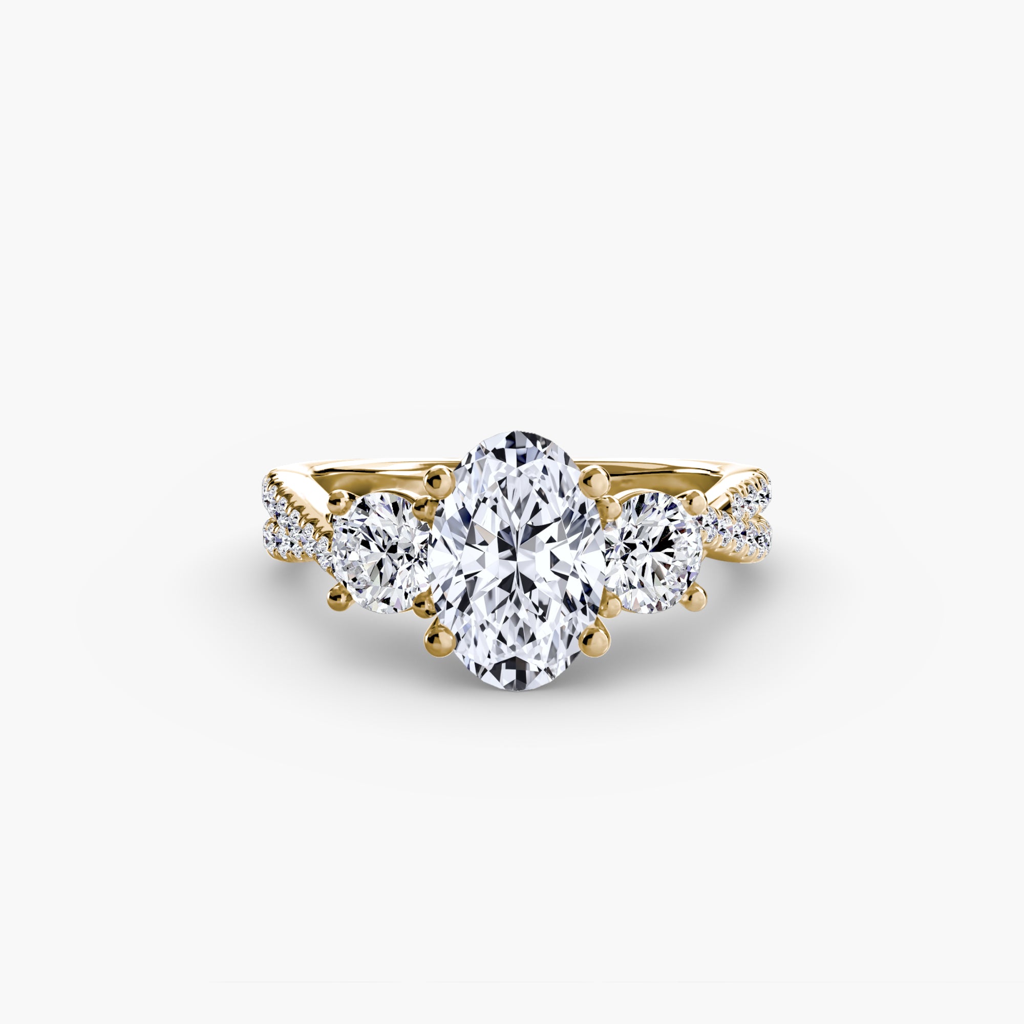 Anello trilogy con pavé sul gambo — montatura, 2,3 mm