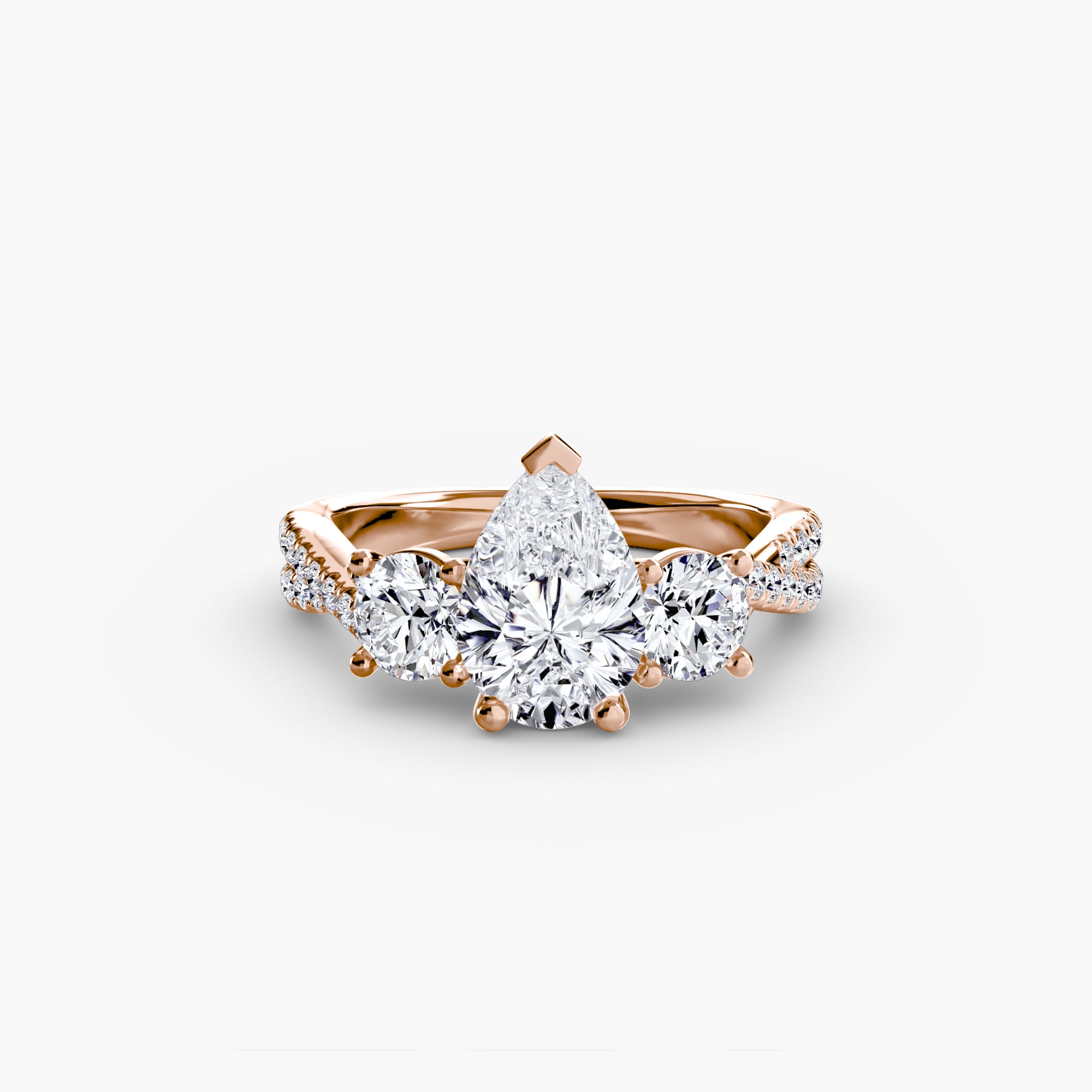 Anello trilogy con pavé sul gambo — montatura, 2,3 mm