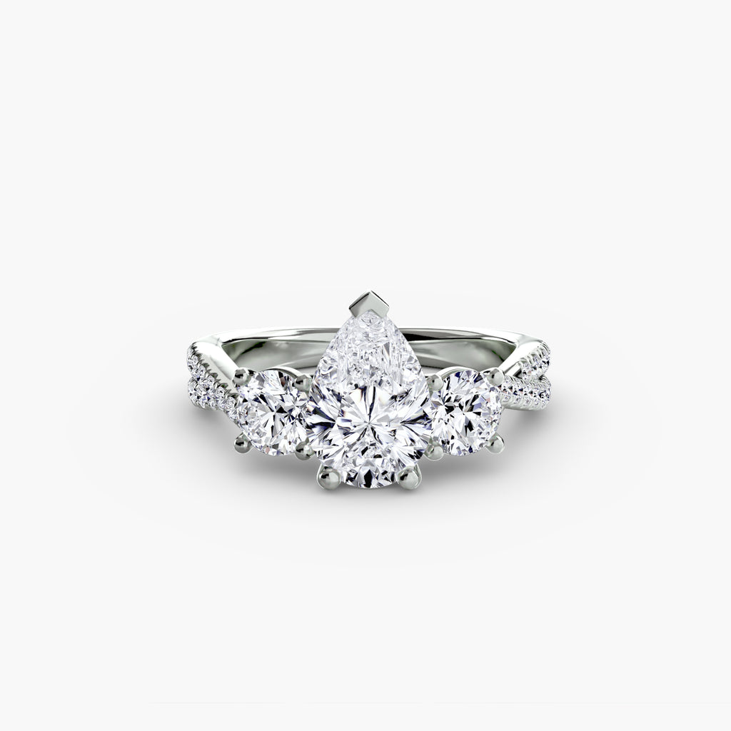Anello trilogy con pavé sul gambo — montatura, 2,3 mm