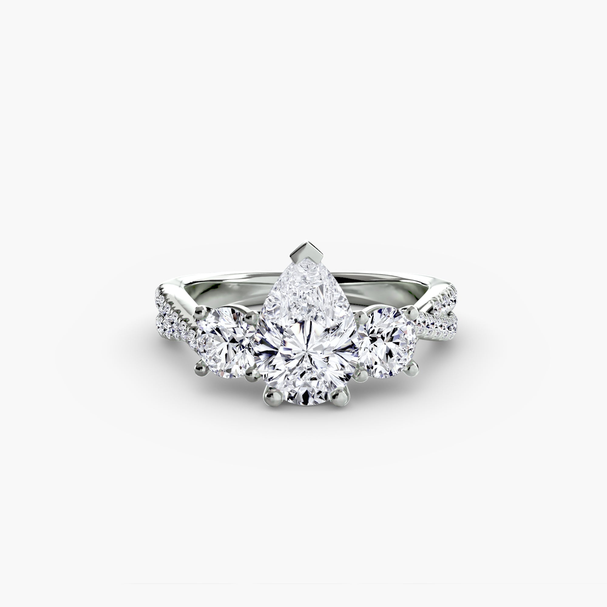 Anello trilogy con pavé sul gambo — montatura, 2,3 mm