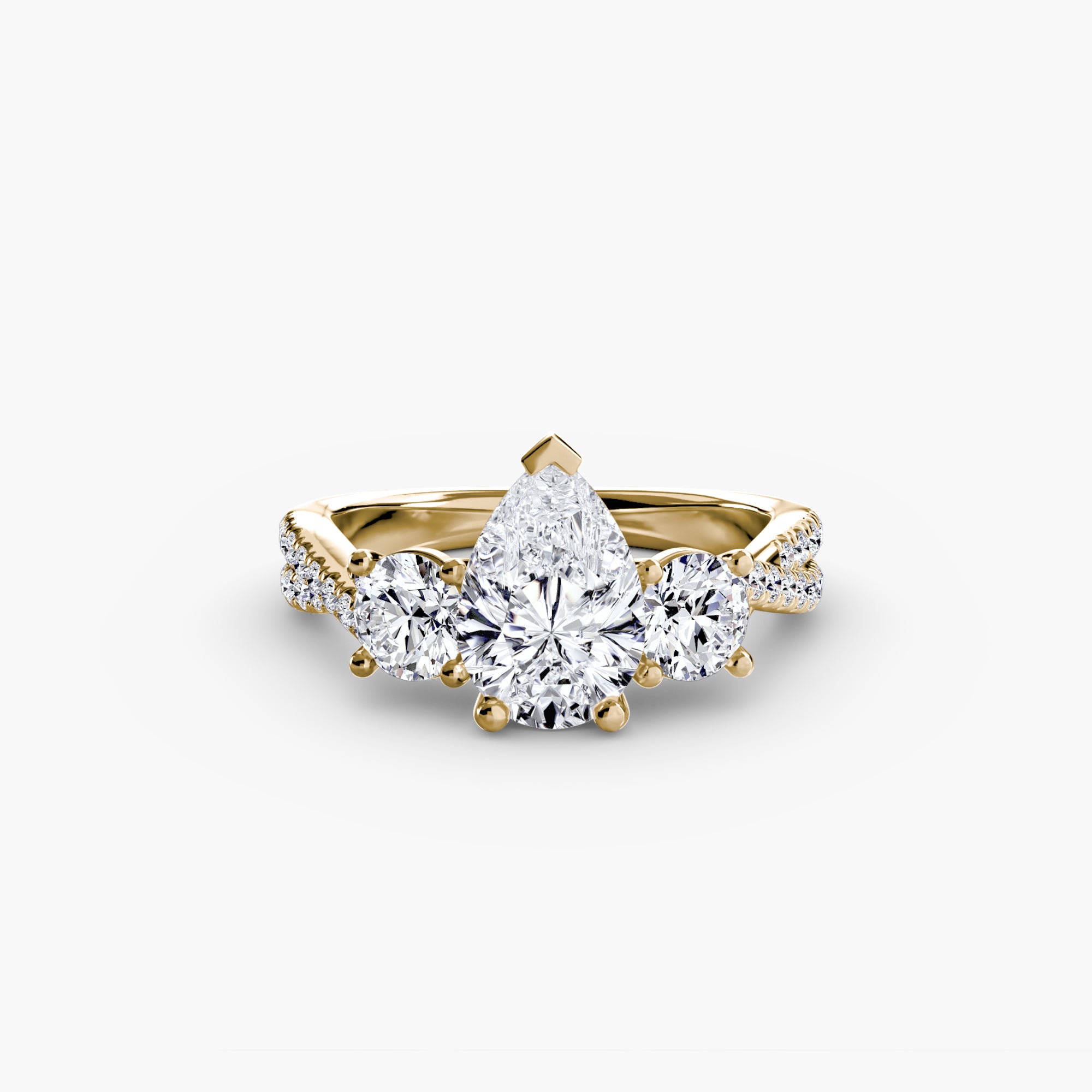 Anello trilogy con pavé sul gambo — montatura, 2,3 mm