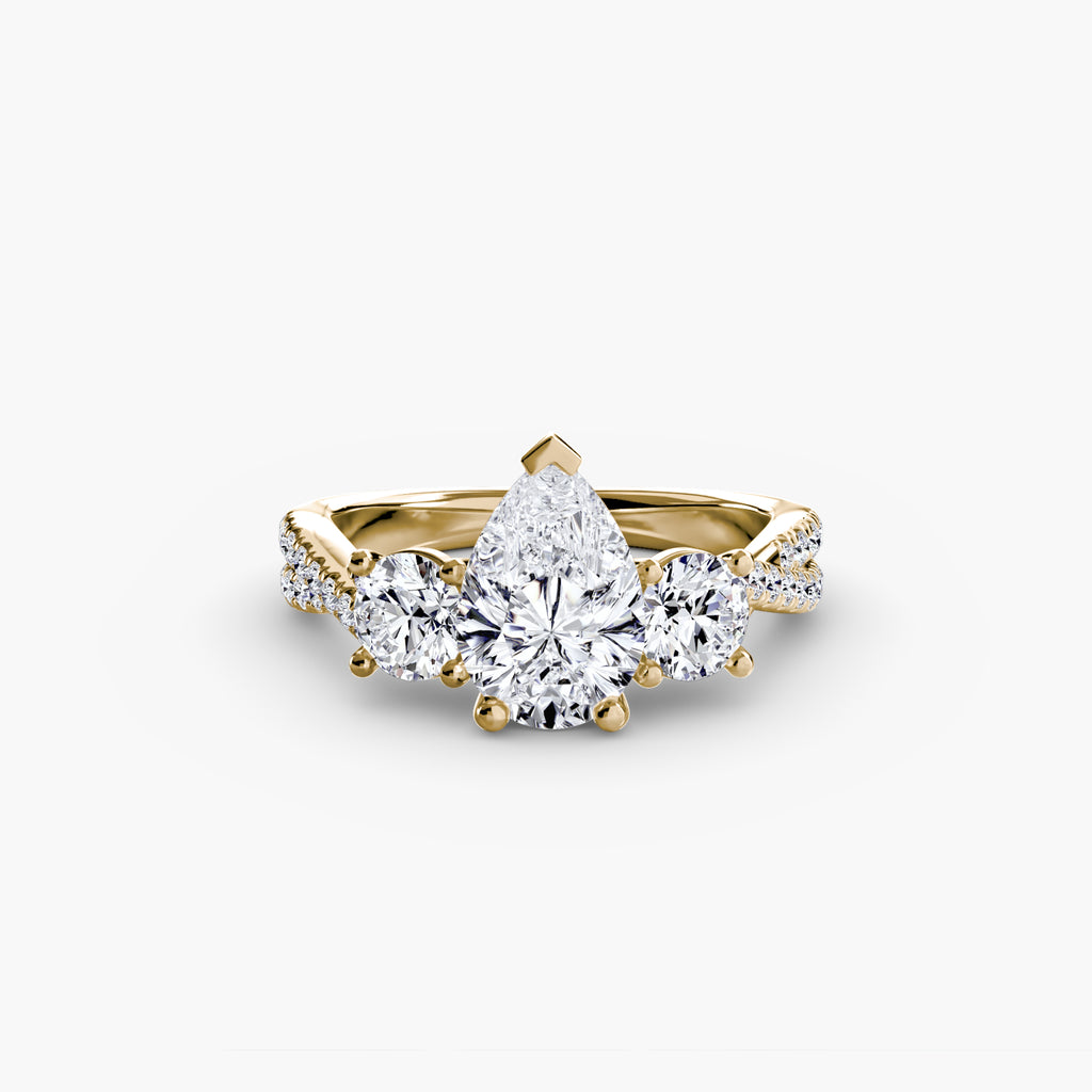 Anello trilogy con pavé sul gambo — montatura, 2,3 mm