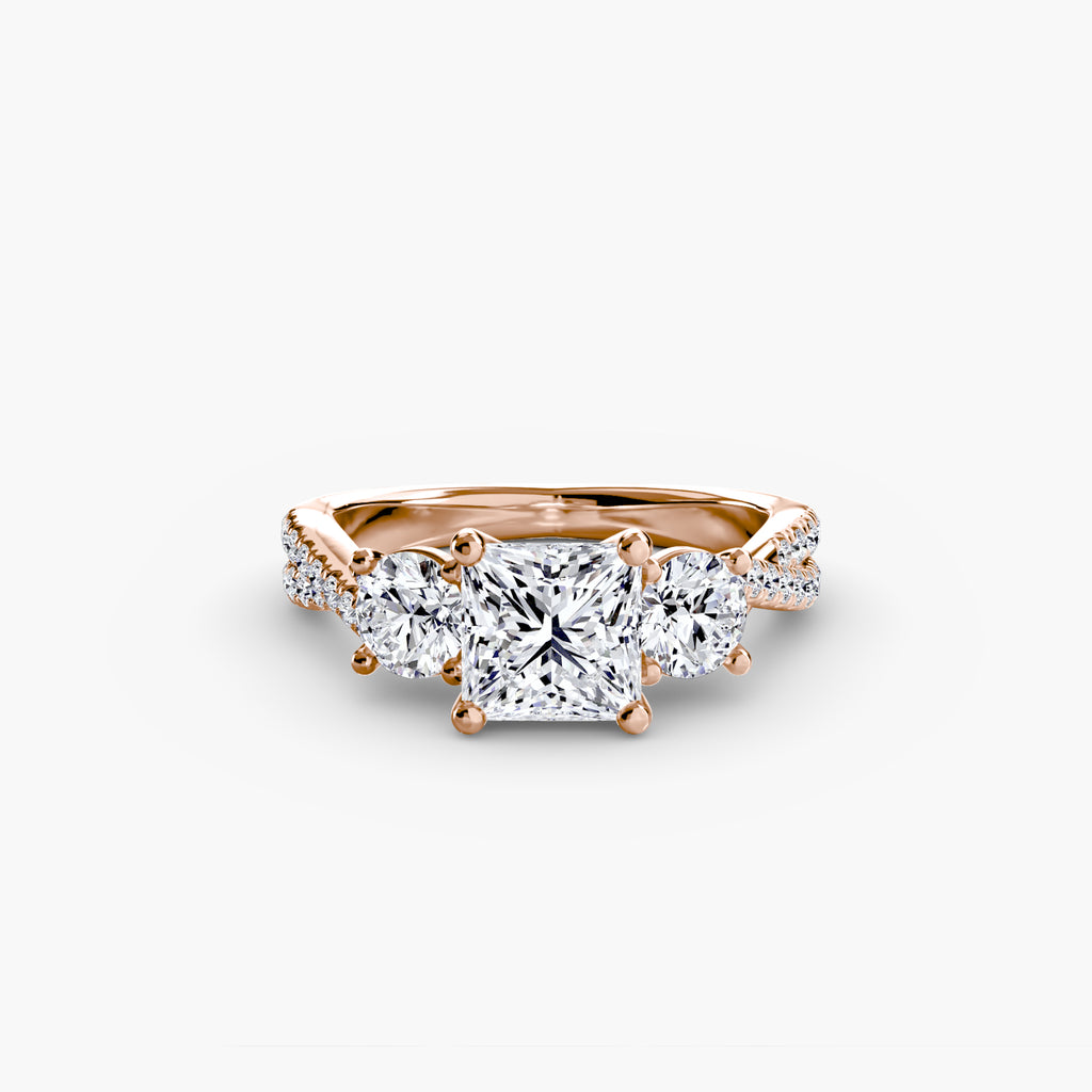 Anello trilogy con pavé sul gambo — montatura, 2,3 mm