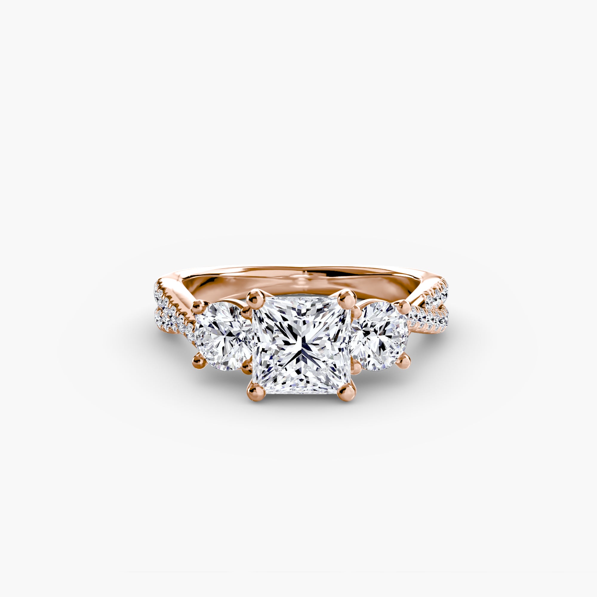 Anello trilogy con pavé sul gambo — montatura, 2,3 mm