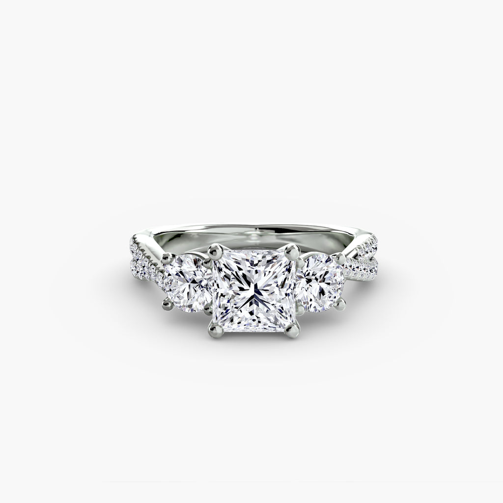 Anello trilogy con pavé sul gambo — montatura, 2,3 mm