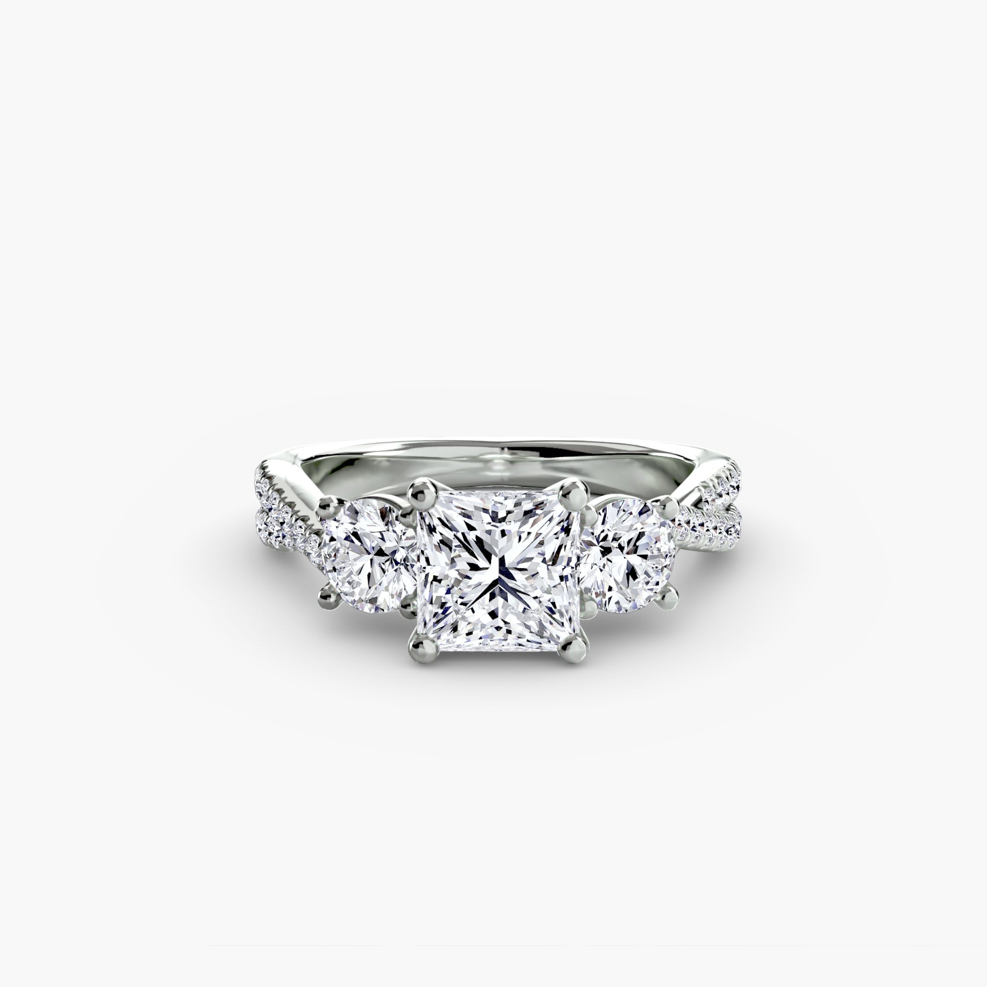 Anello trilogy con pavé sul gambo — montatura, 2,3 mm