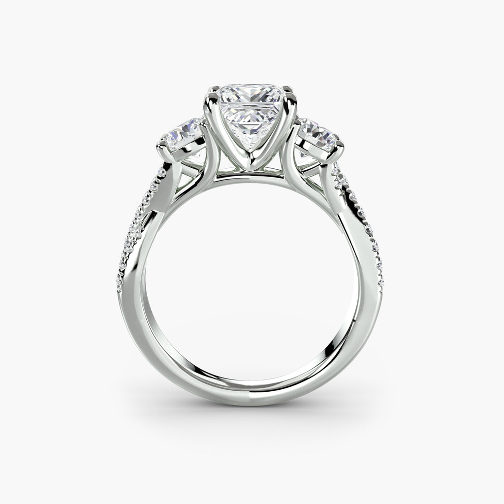 Anello trilogy con pavé sul gambo — montatura, 2,3 mm
