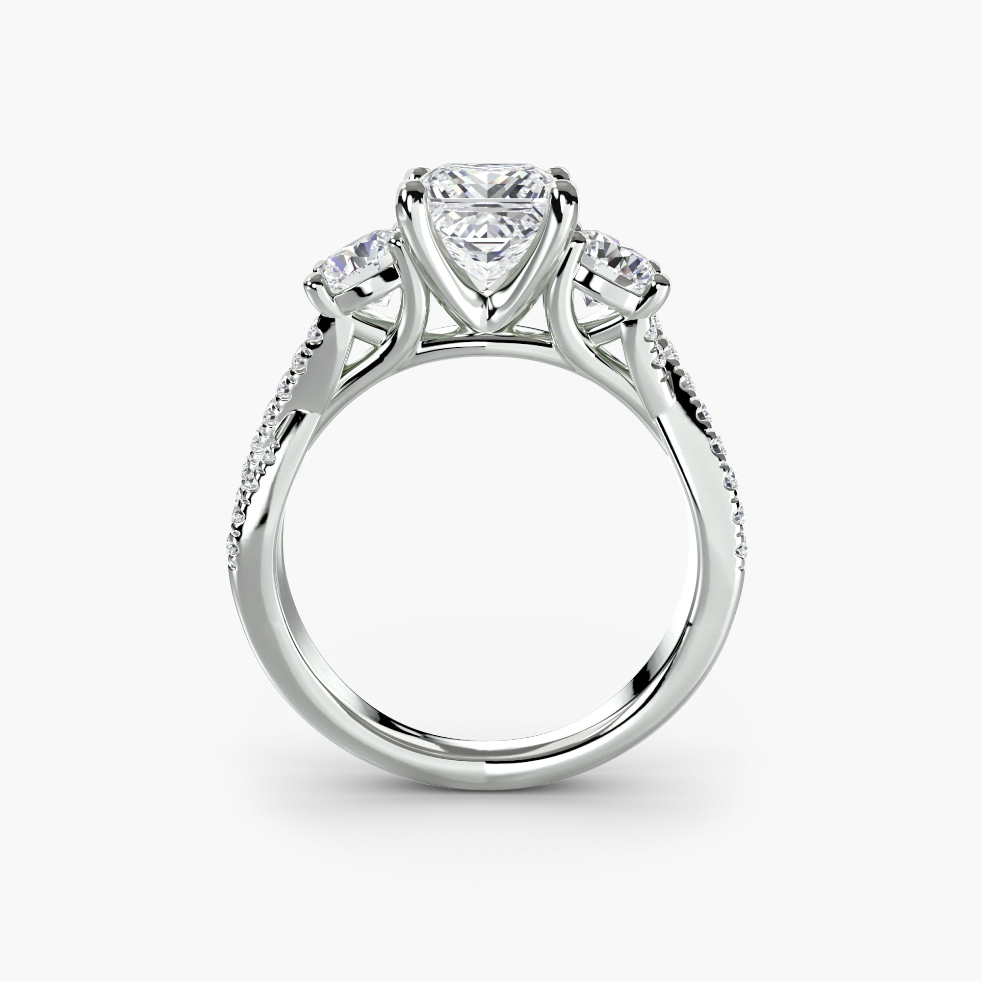 Anello trilogy con pavé sul gambo — montatura, 2,3 mm