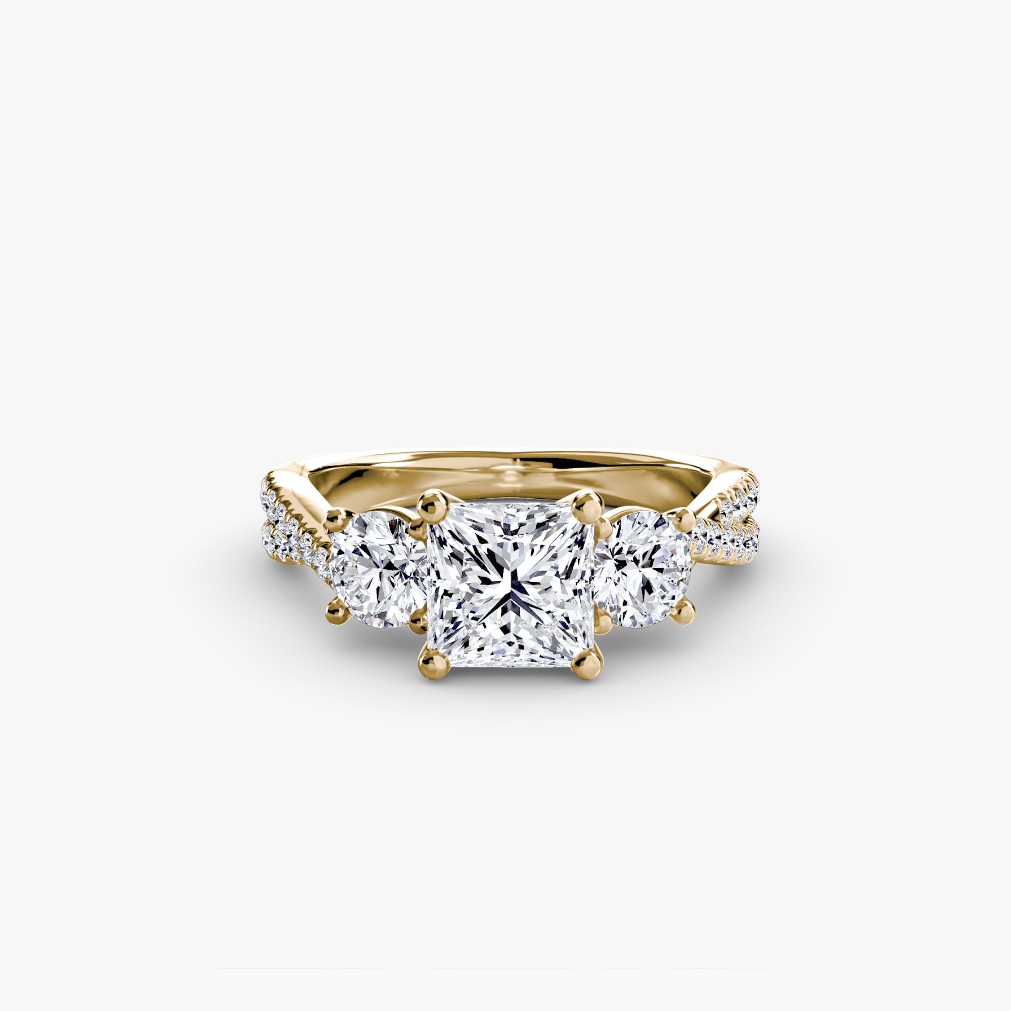 Anello trilogy con pavé sul gambo — montatura, 2,3 mm