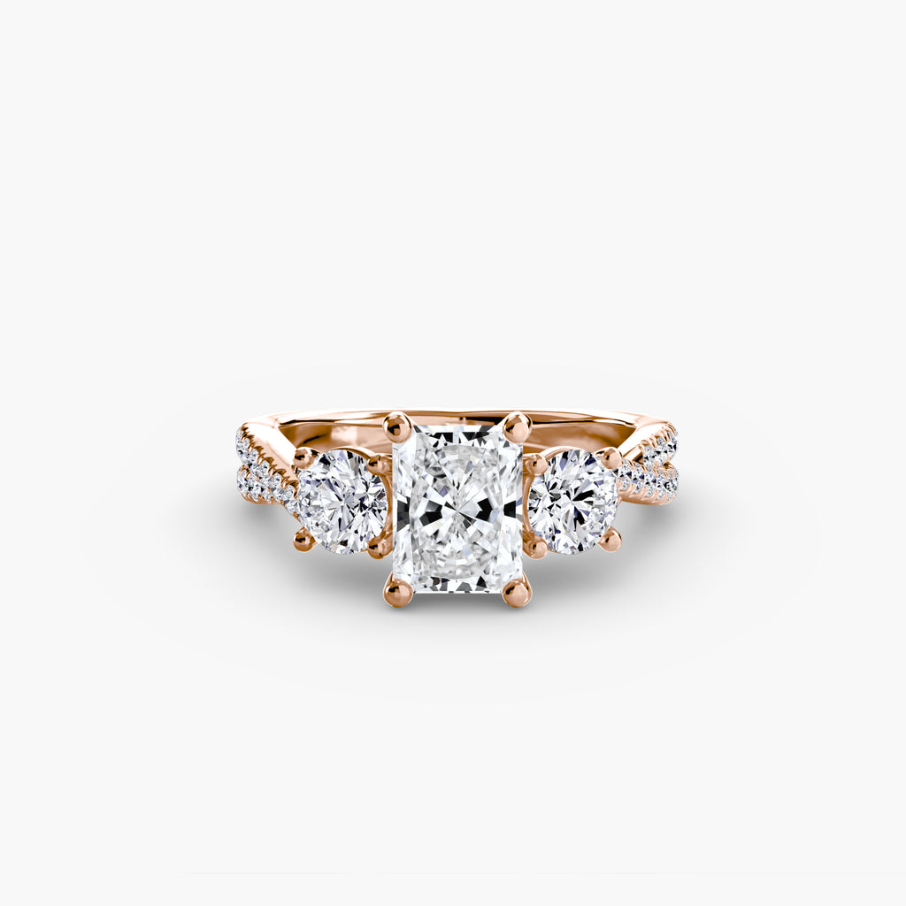 Anello trilogy con pavé sul gambo — montatura, 2,3 mm