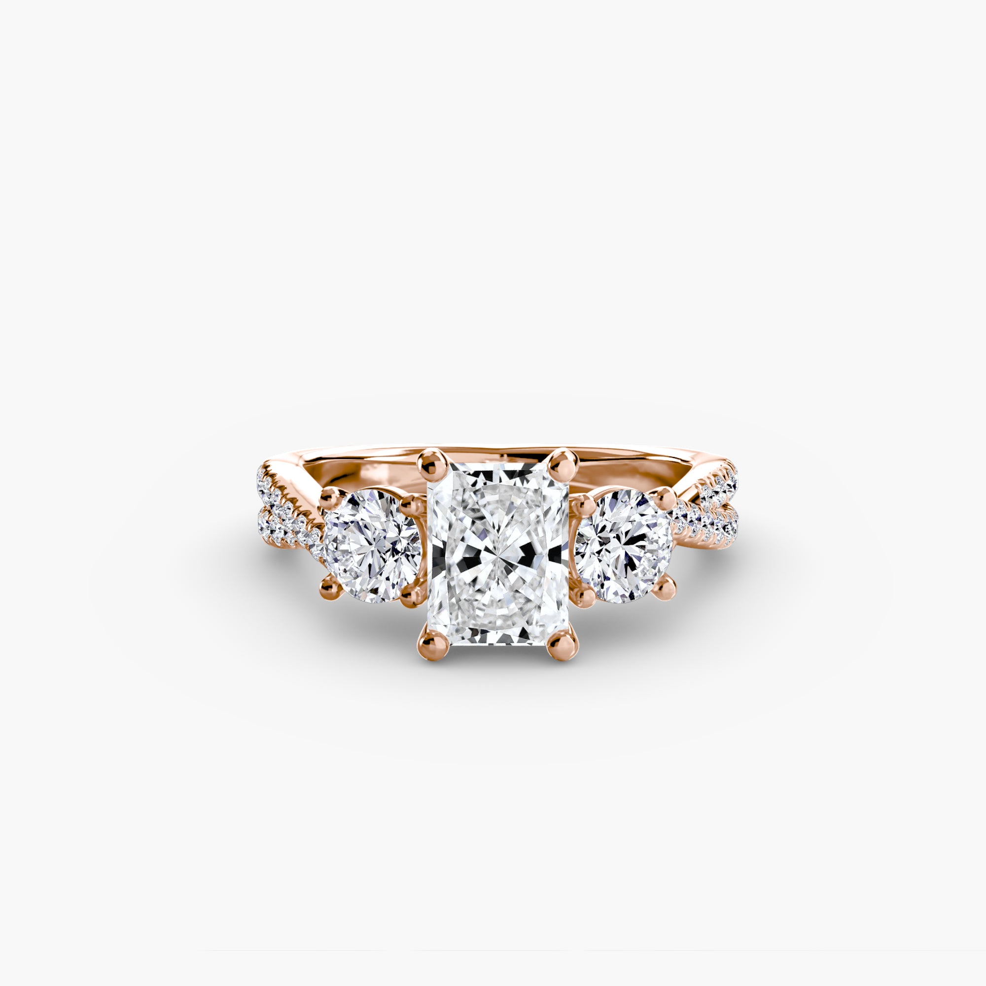 Anello trilogy con pavé sul gambo — montatura, 2,3 mm