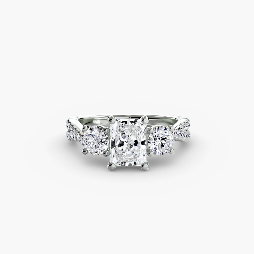 Anello trilogy con pavé sul gambo — montatura, 2,3 mm