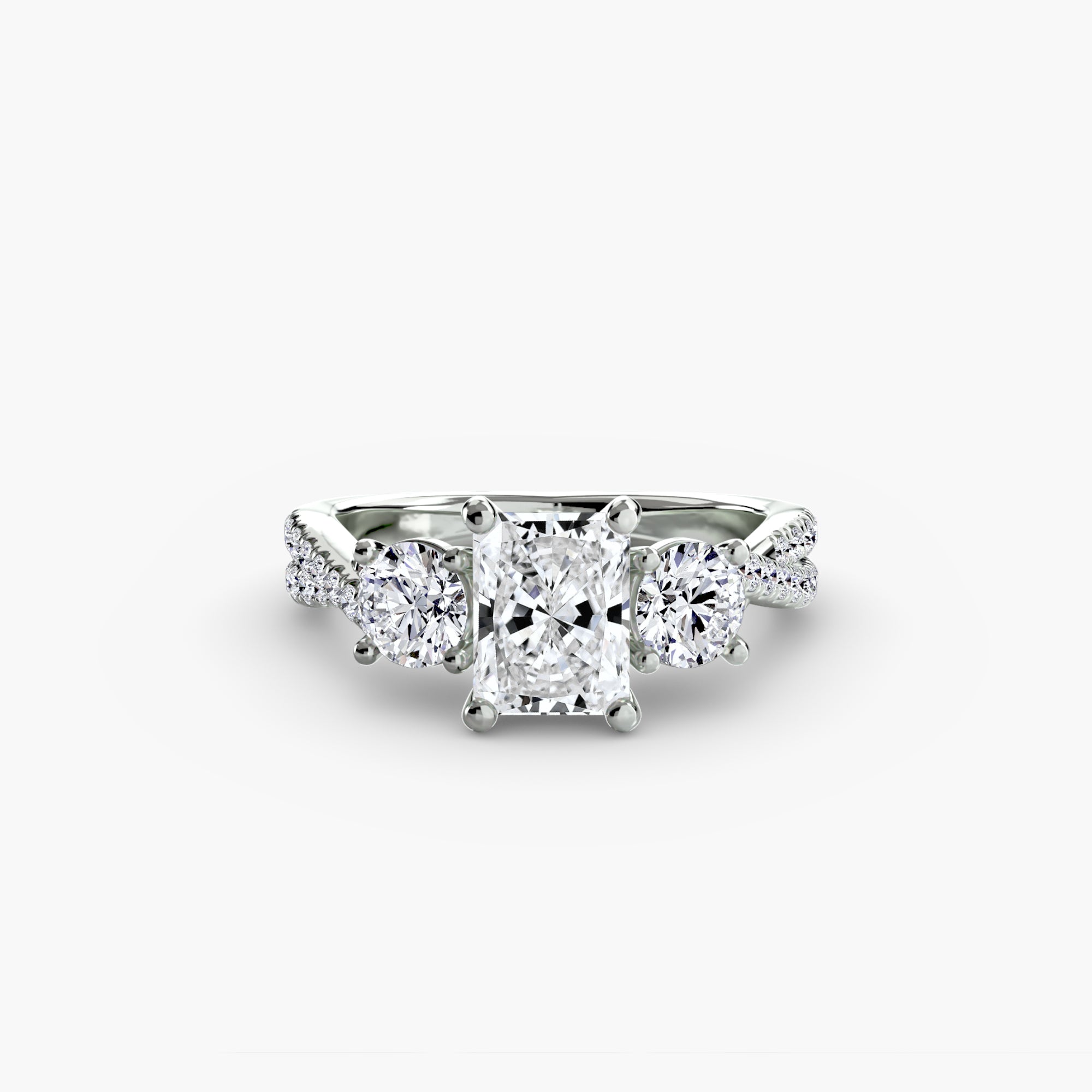 Anello trilogy con pavé sul gambo — montatura, 2,3 mm