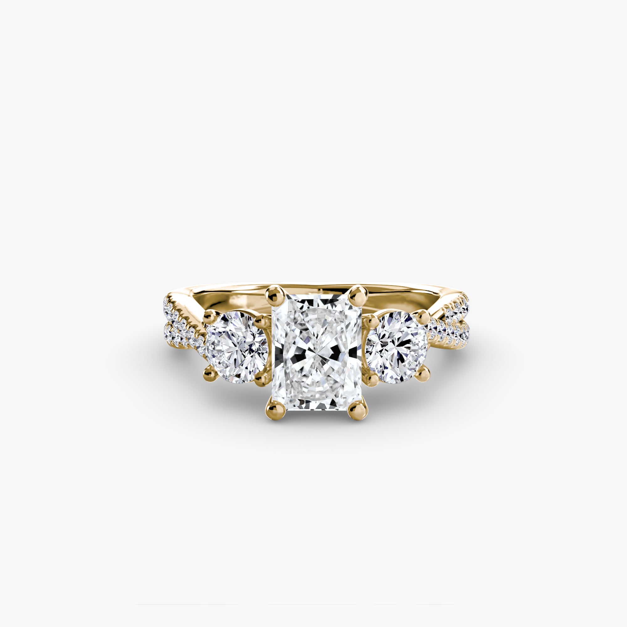 Anello trilogy con pavé sul gambo — montatura, 2,3 mm
