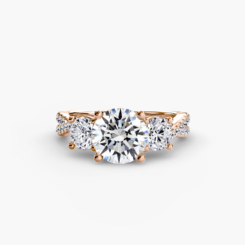 Anello trilogy con pavé sul gambo — montatura, 2,3 mm