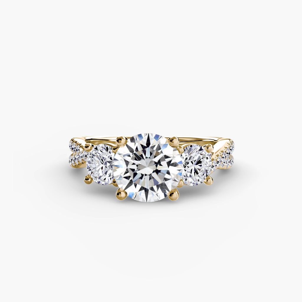 Anello trilogy con pavé sul gambo — montatura, 2,3 mm