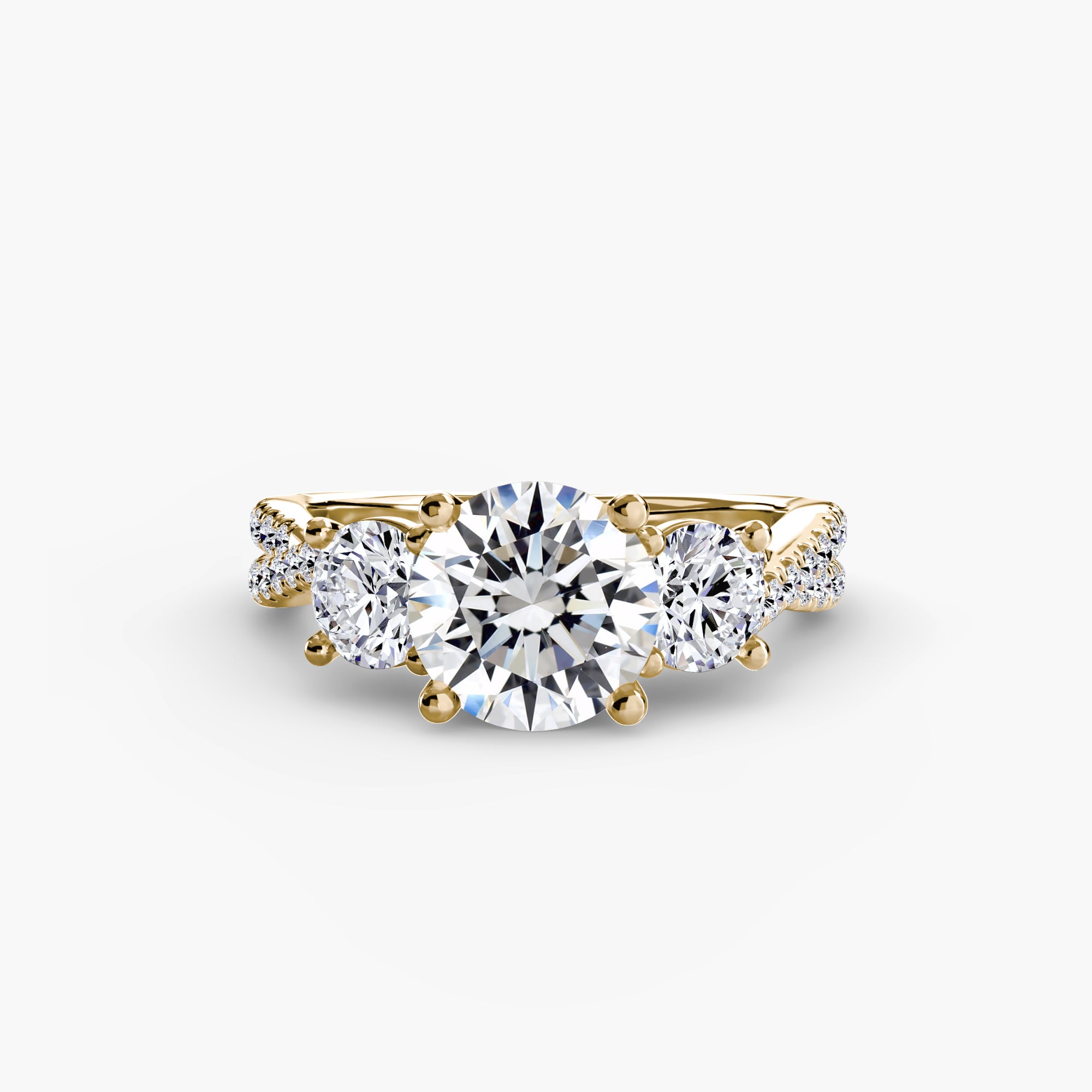 Anello trilogy con pavé sul gambo — montatura, 2,3 mm