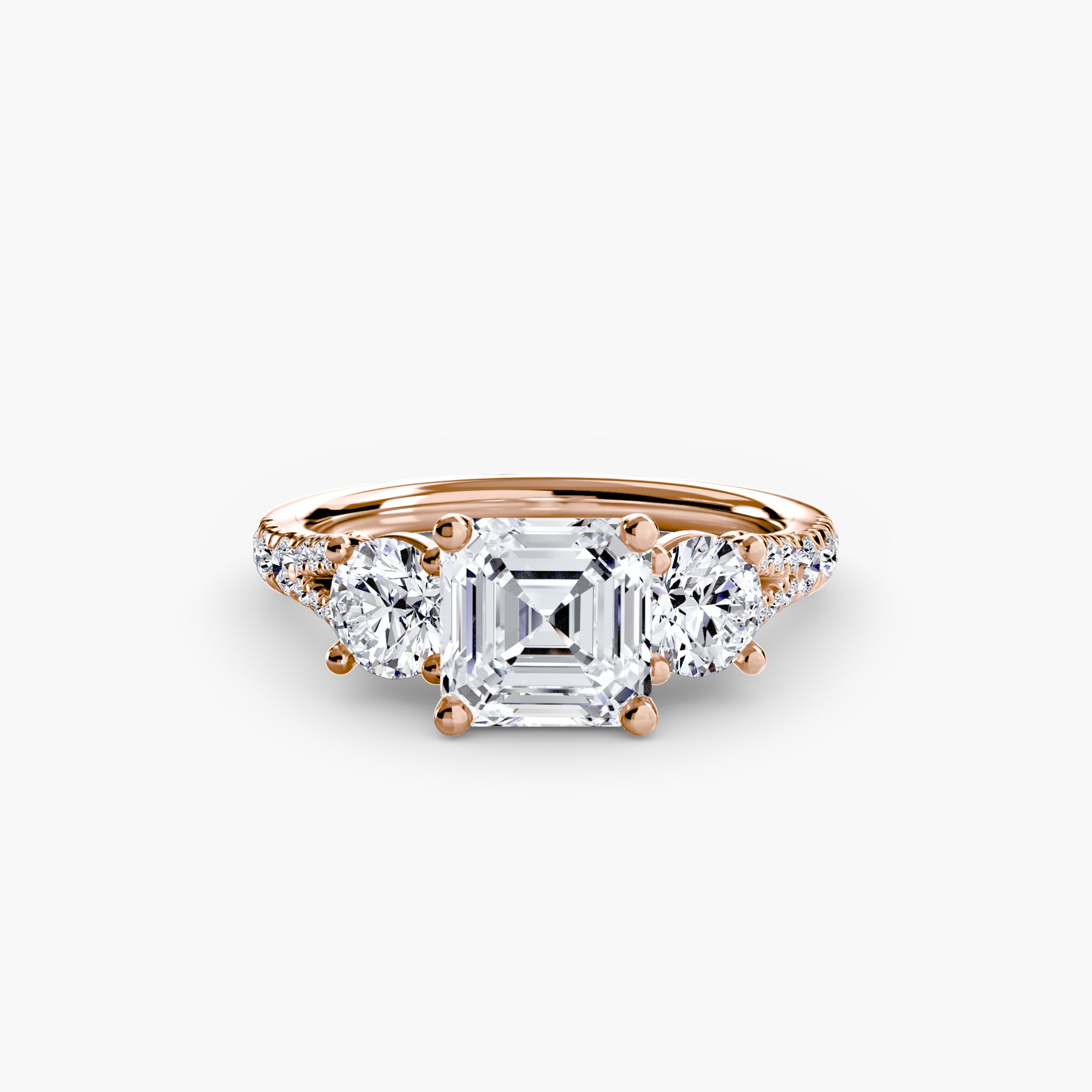 Anello trilogy con pavé — montatura, gambo 2,3 mm