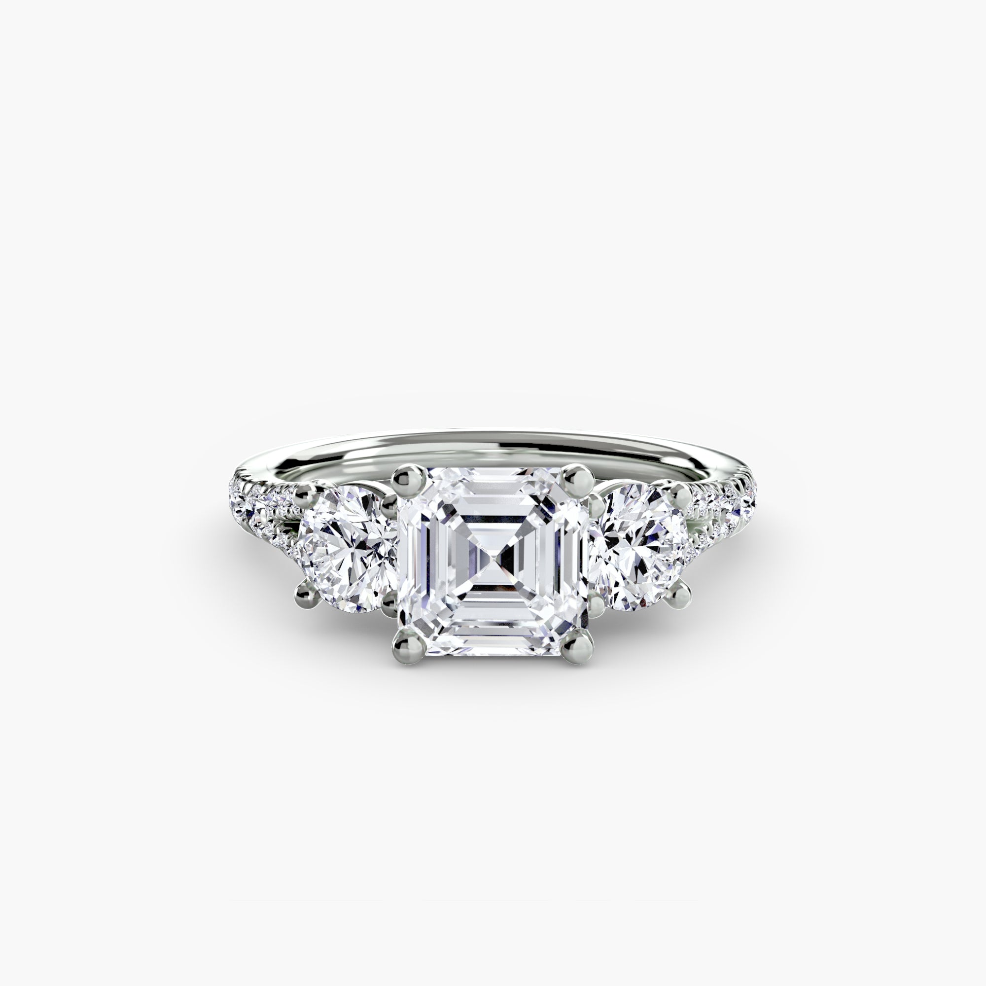 Anello trilogy con pavé — montatura, gambo 2,3 mm