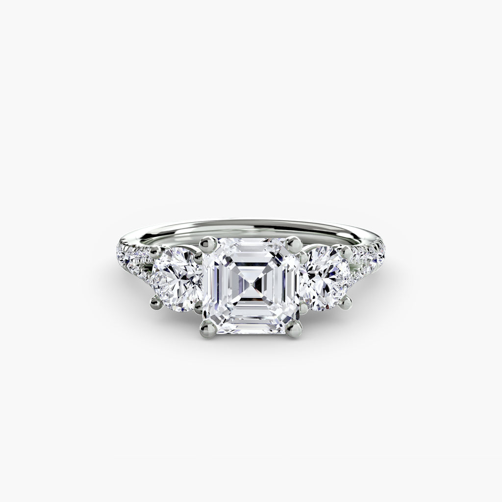 Anello trilogy con pavé — montatura, gambo 2,3 mm