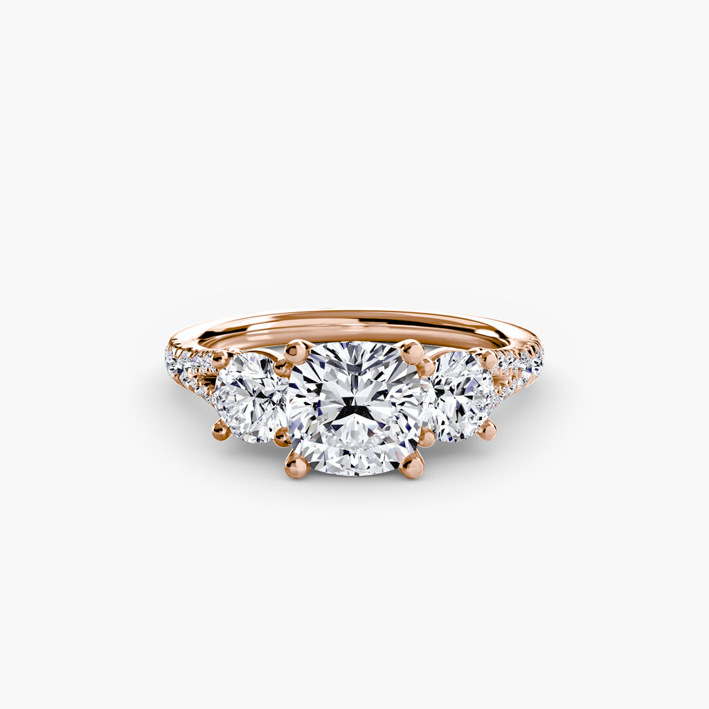 Anello trilogy con pavé — montatura, gambo 2,3 mm