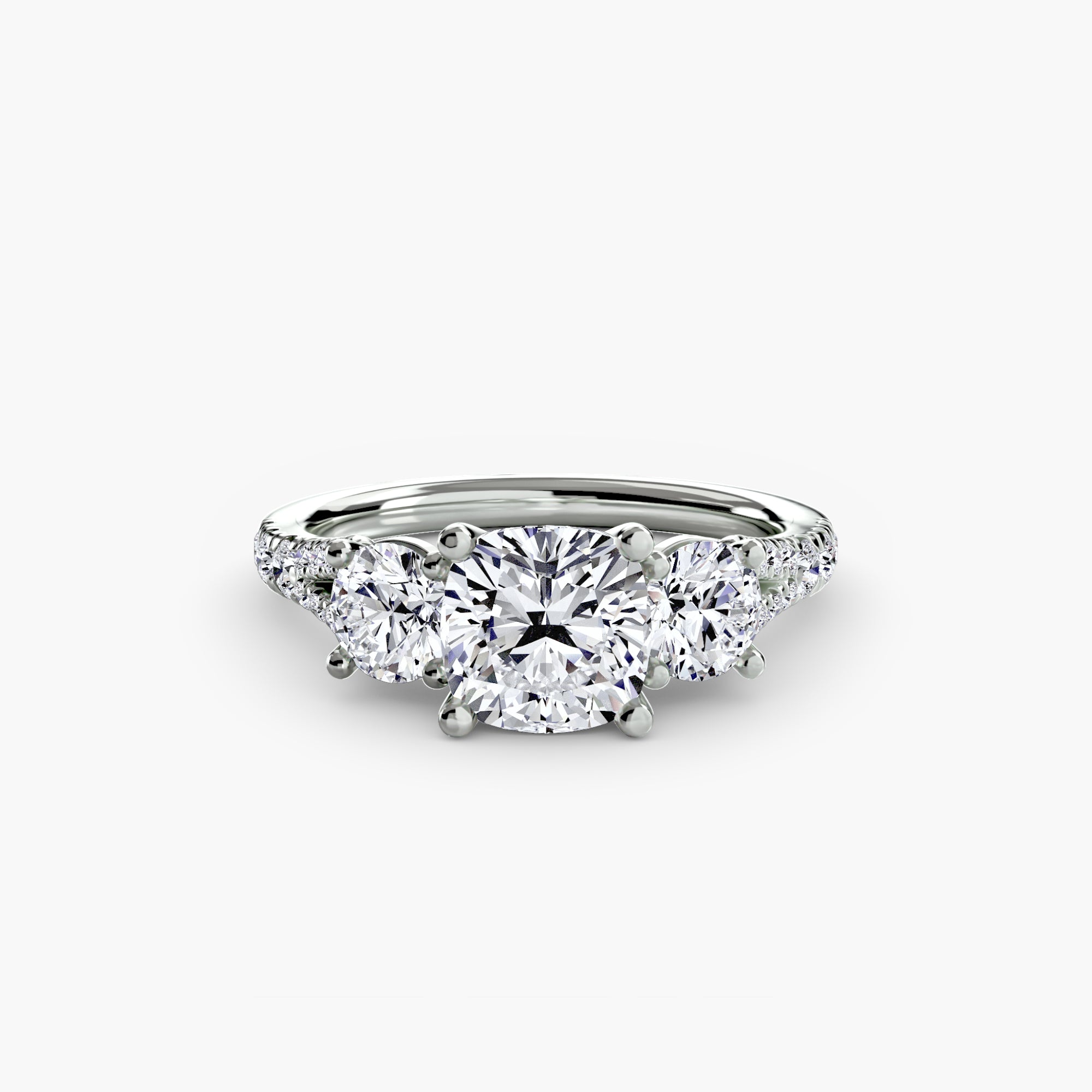 Anello trilogy con pavé — montatura, gambo 2,3 mm