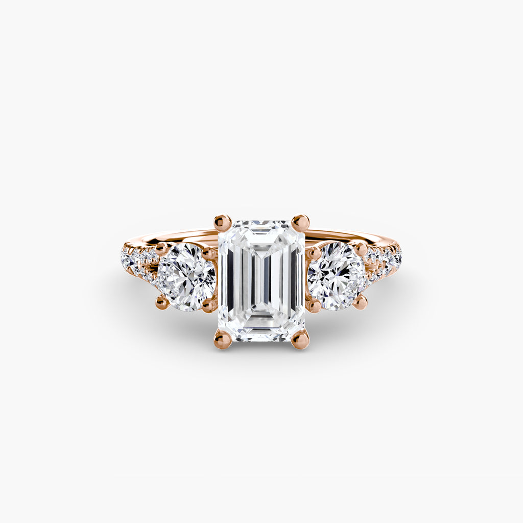 Anello trilogy con pavé — montatura, gambo 2,3 mm