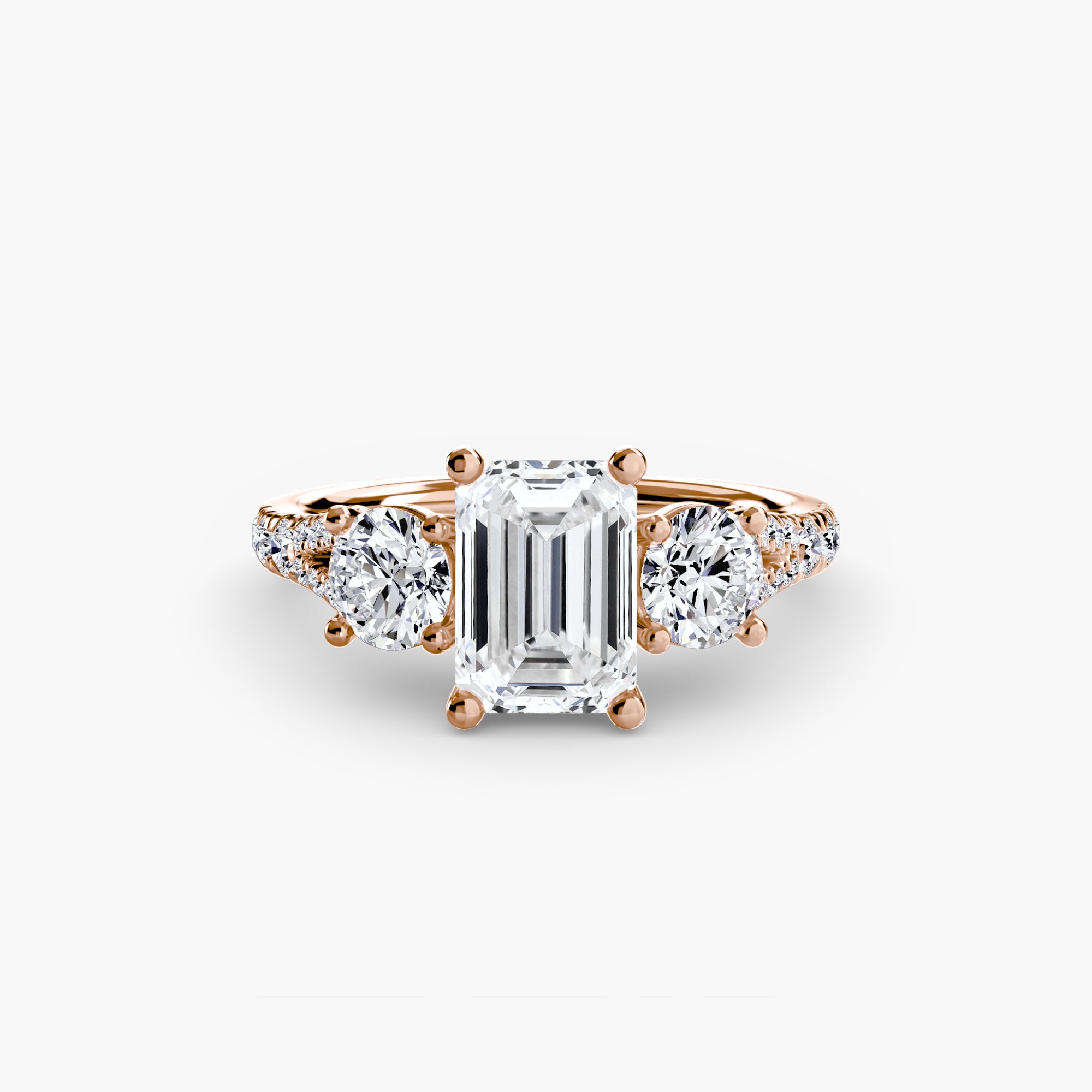 Anello trilogy con pavé — montatura, gambo 2,3 mm