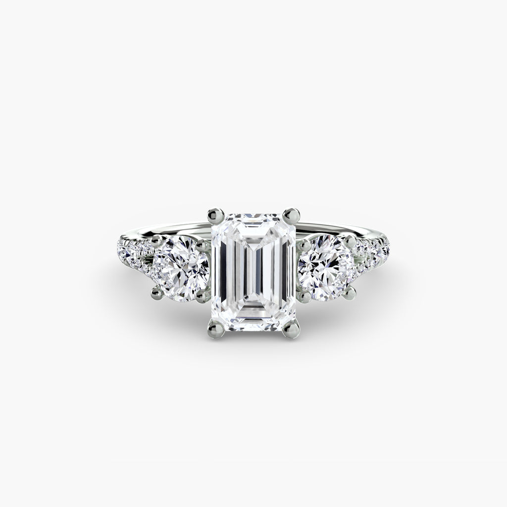 Anello trilogy con pavé — montatura, gambo 2,3 mm