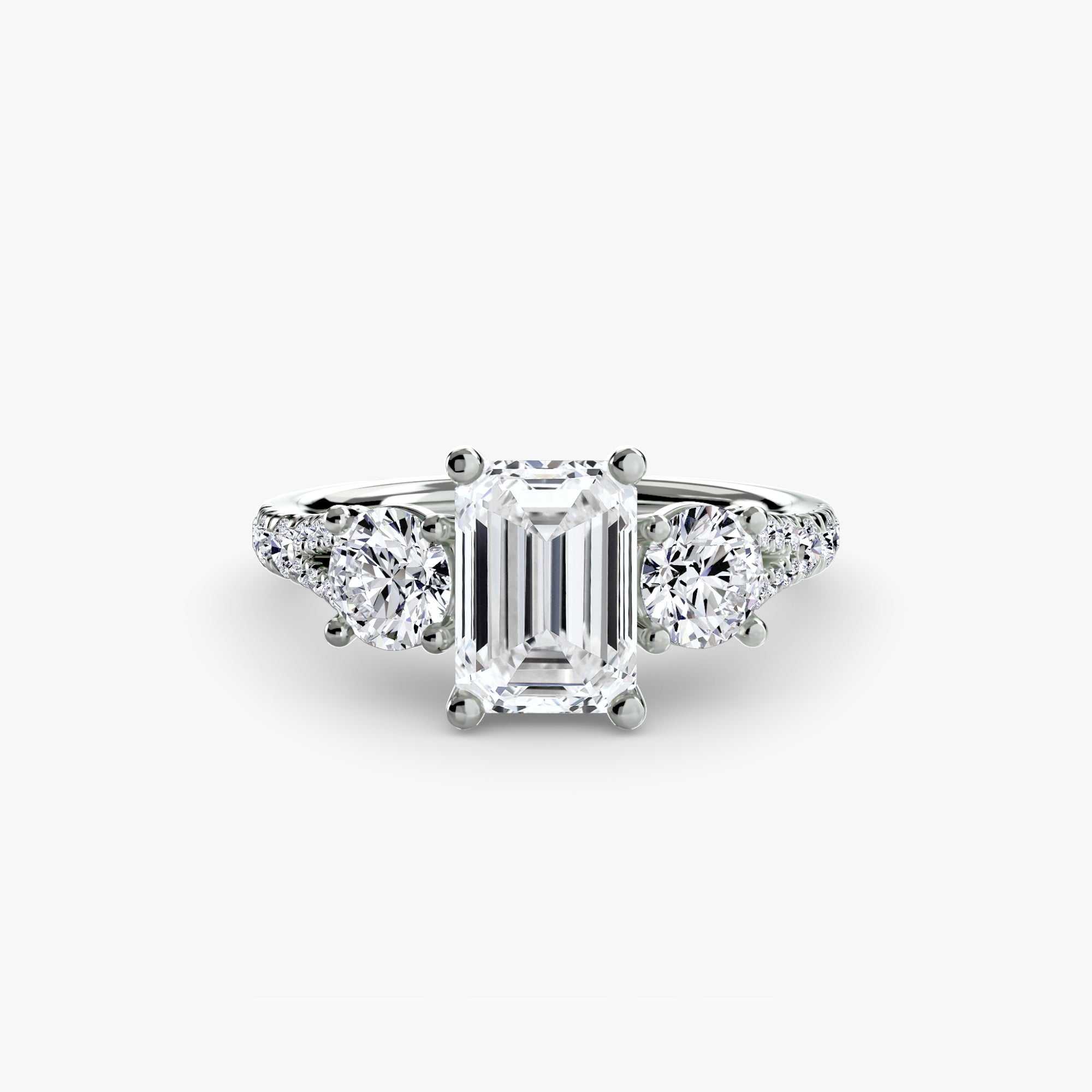 Anello trilogy con pavé — montatura, gambo 2,3 mm