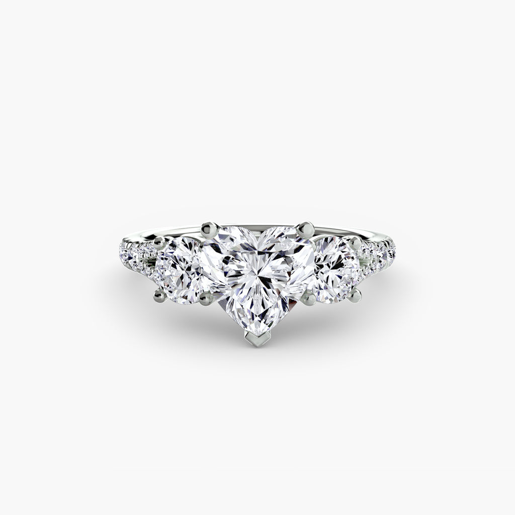 Anello trilogy con pavé — montatura, gambo 2,3 mm