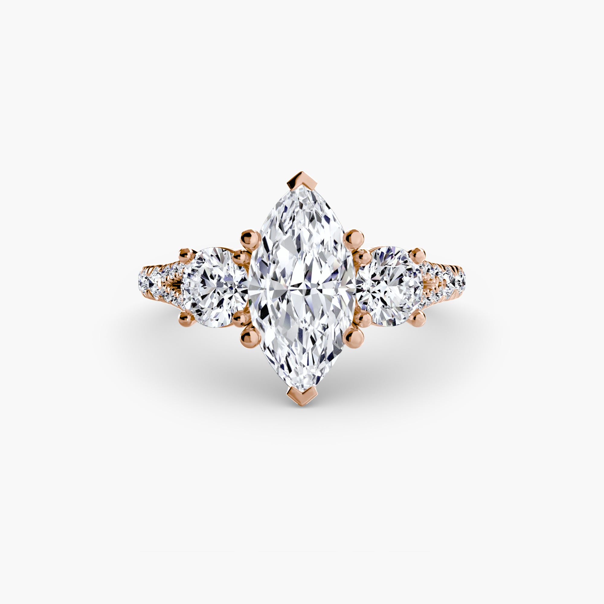 Anello trilogy con pavé — montatura, gambo 2,3 mm